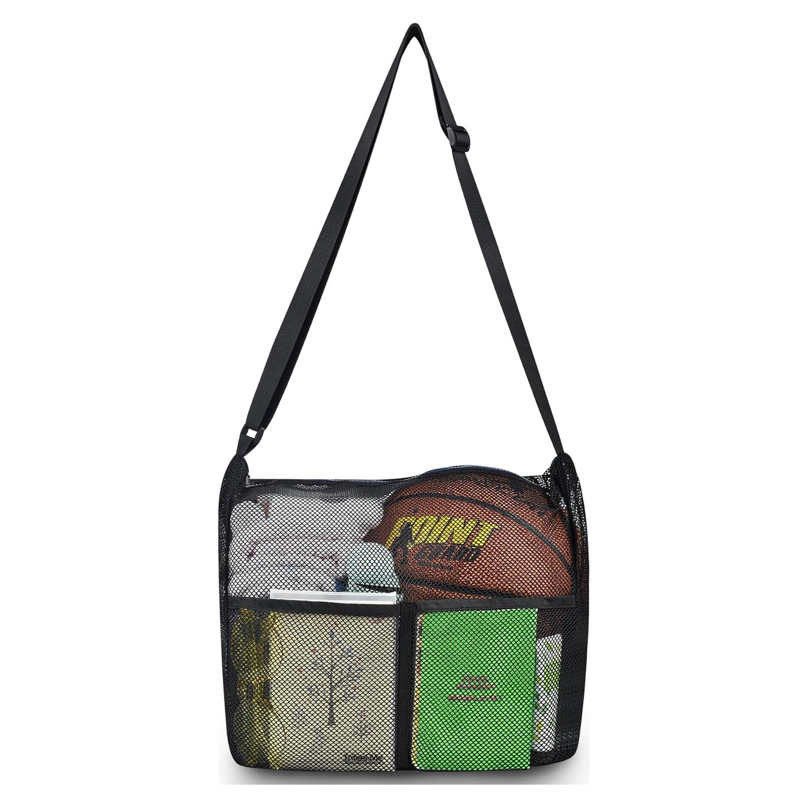 Bolsa de gimnasio Mildbeer malla cruzada 30x15x30 cm negra