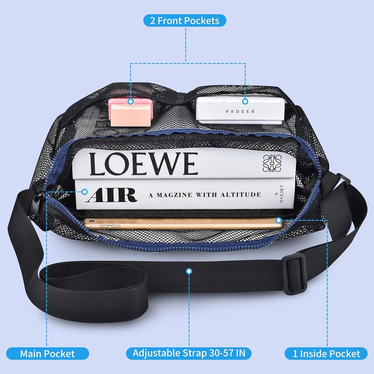 Bolsa de gimnasio Mildbeer malla cruzada 30x15x30 cm negra