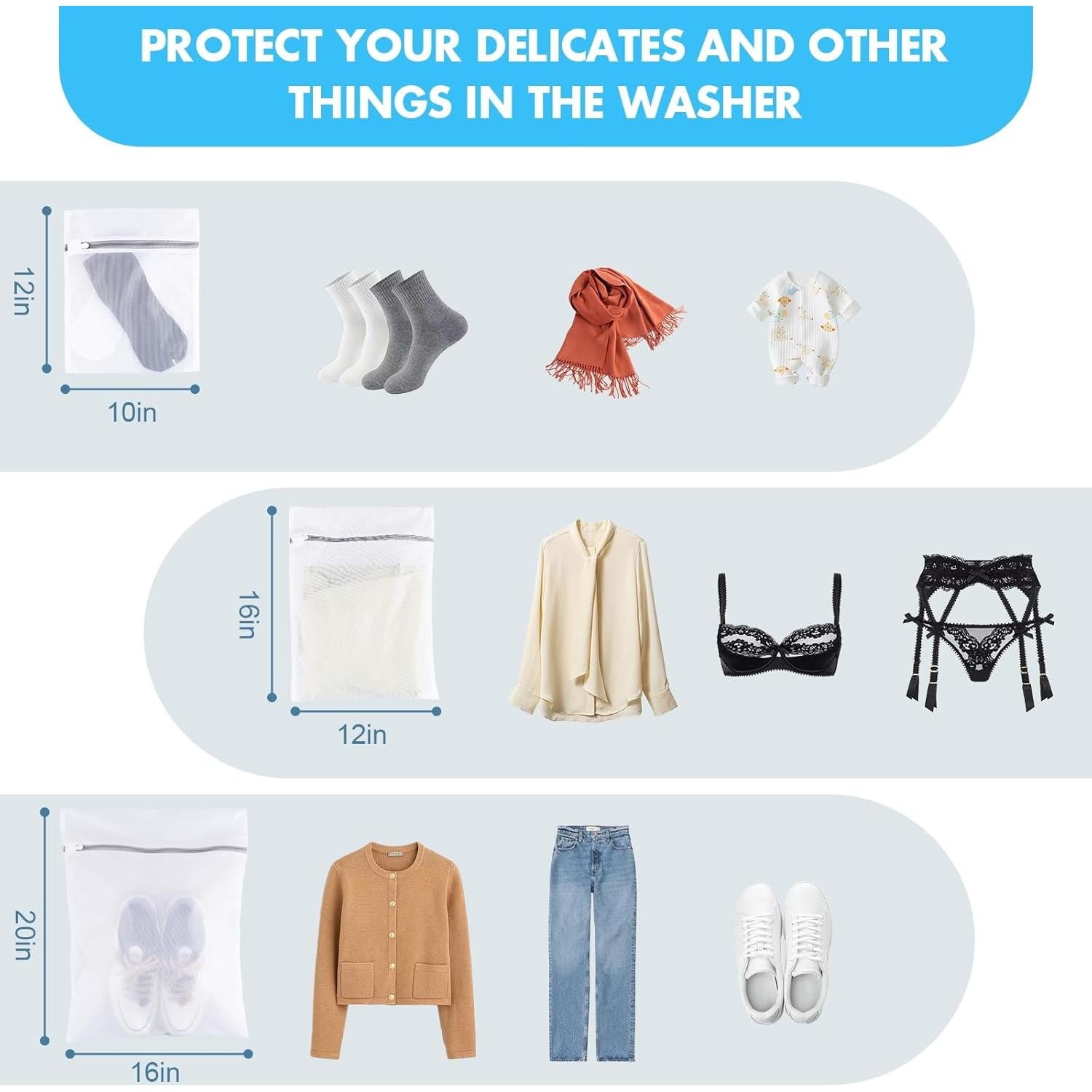 Bolsas de Malla para Ropa Delicada VUEKYN - 3 Tamaños