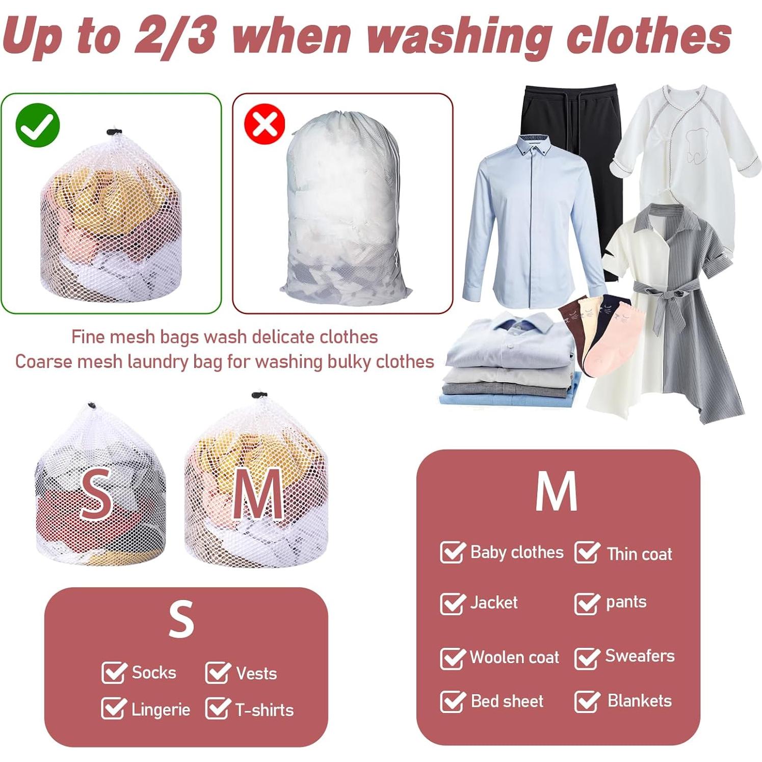2 Bolsas de Lavandería de Malla Mozeat Lens 30x40 y 40x50 cm