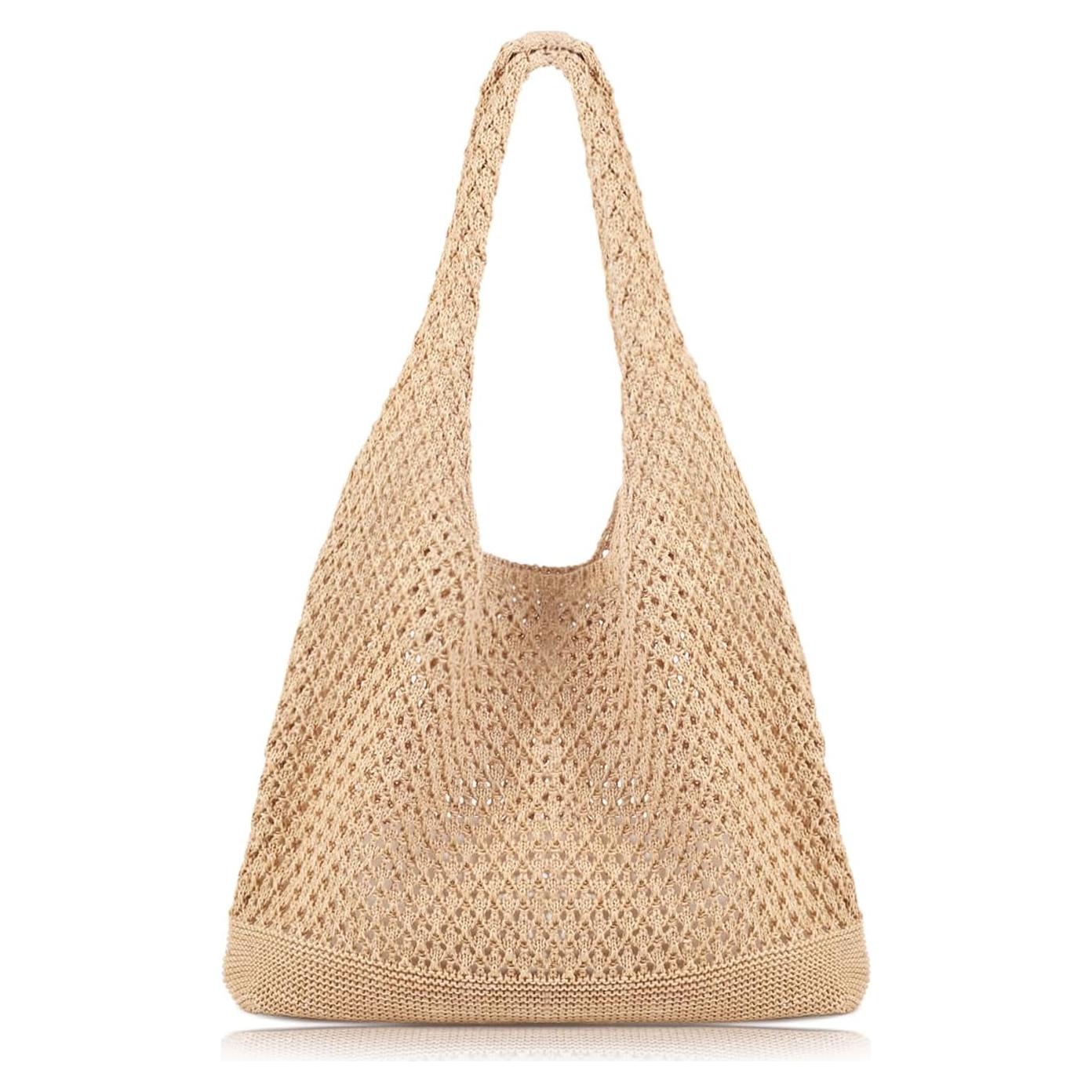 Bolsa de Playa de Crochet COOKOOKY Mediana B-khaki