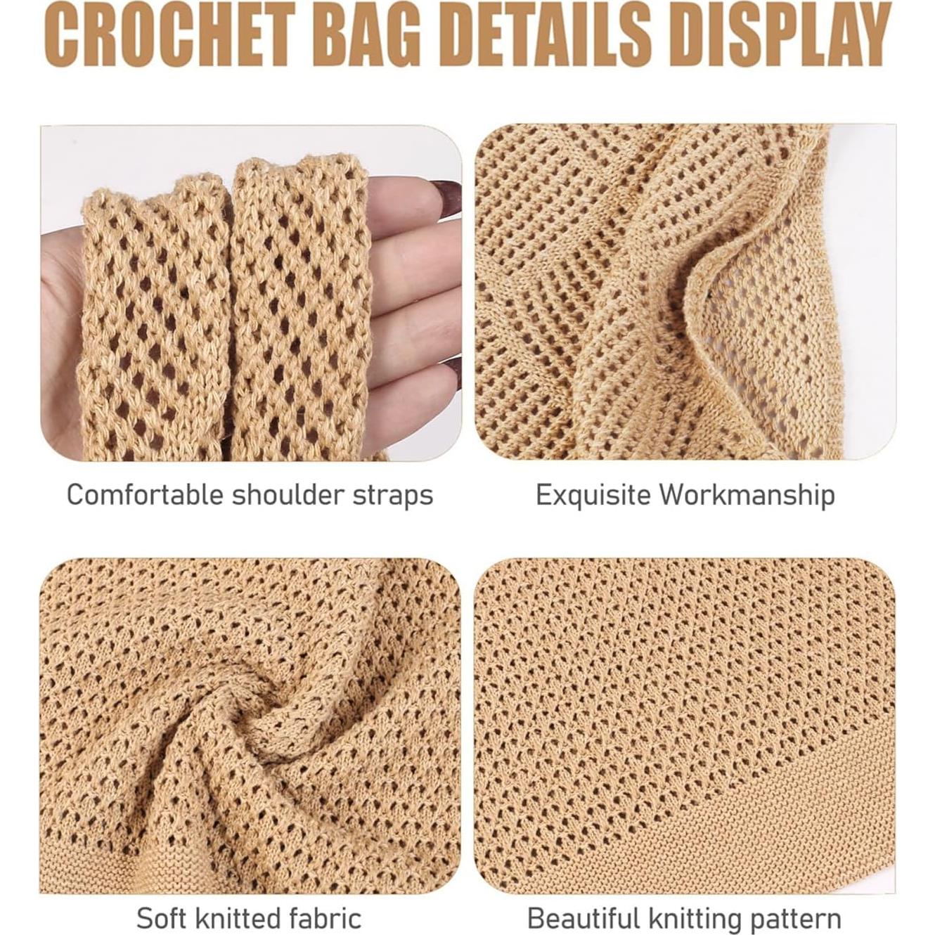 Bolsa de Playa de Crochet COOKOOKY Mediana B-khaki