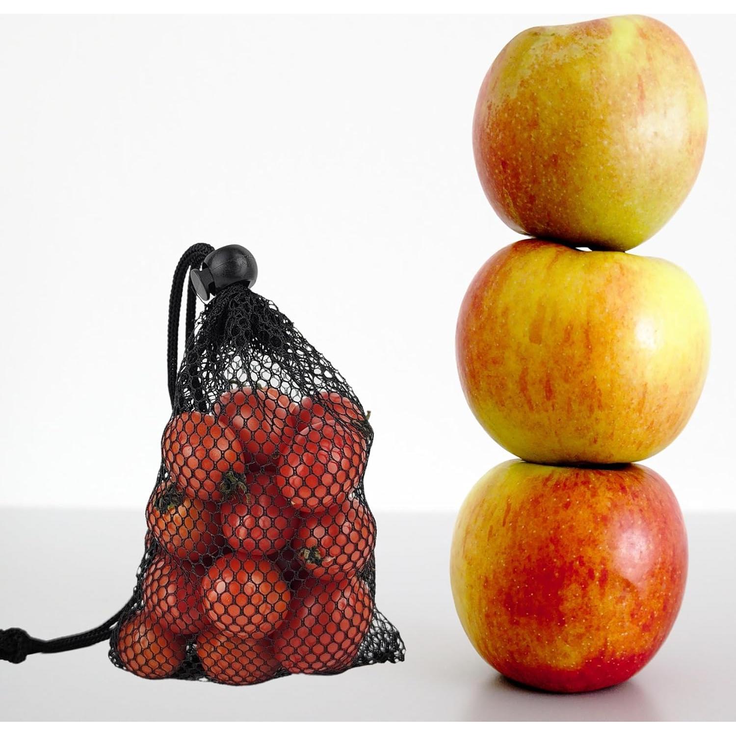 5 Bolsas de Malla con Cierre Nylon Negro 9.91x14.99 cm