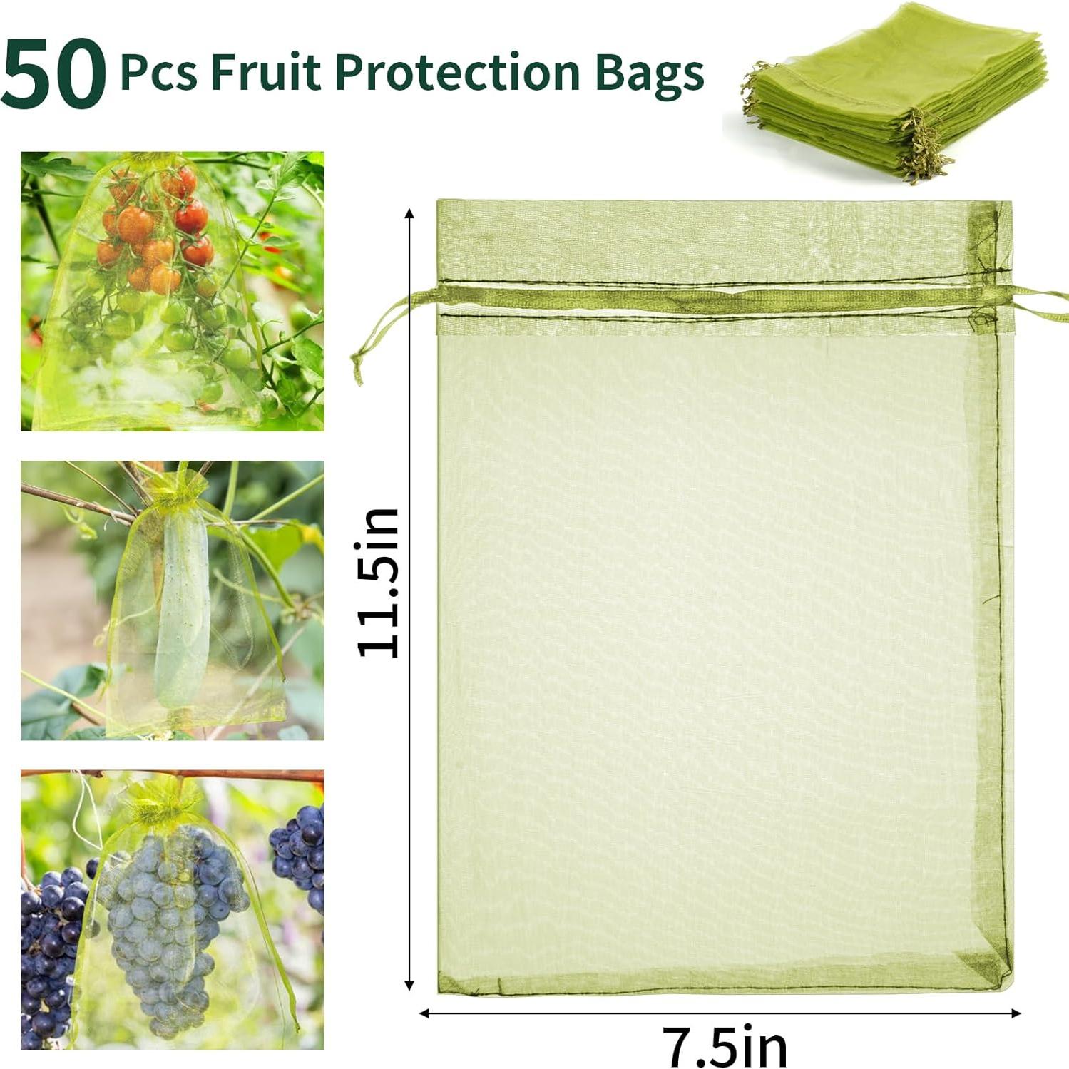50 Bolsas de Protección para Frutas NIUBIER 19x29 cm Verde