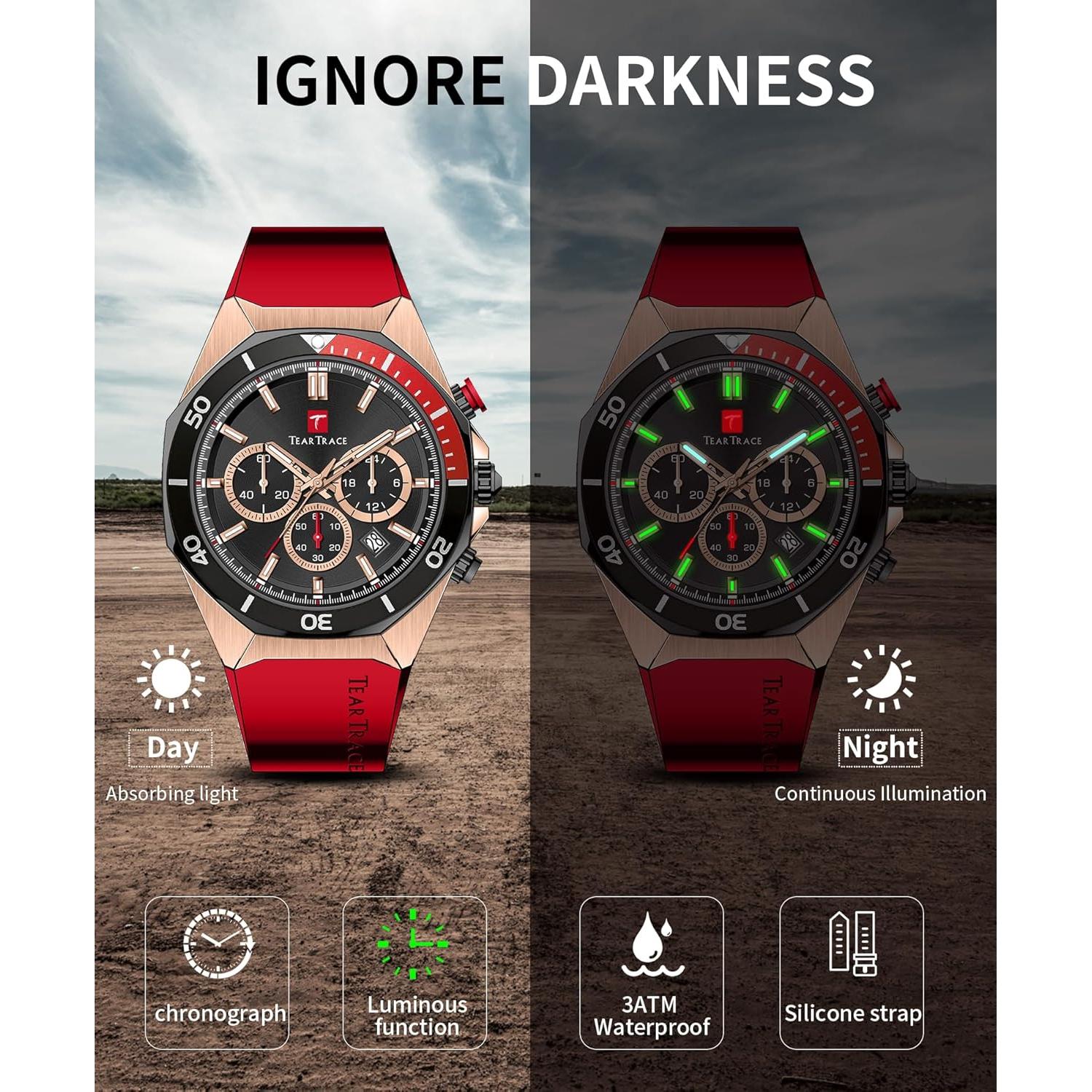 Reloj deportivo TEARTRACE TT-6020 cronógrafo 3ATM rojo