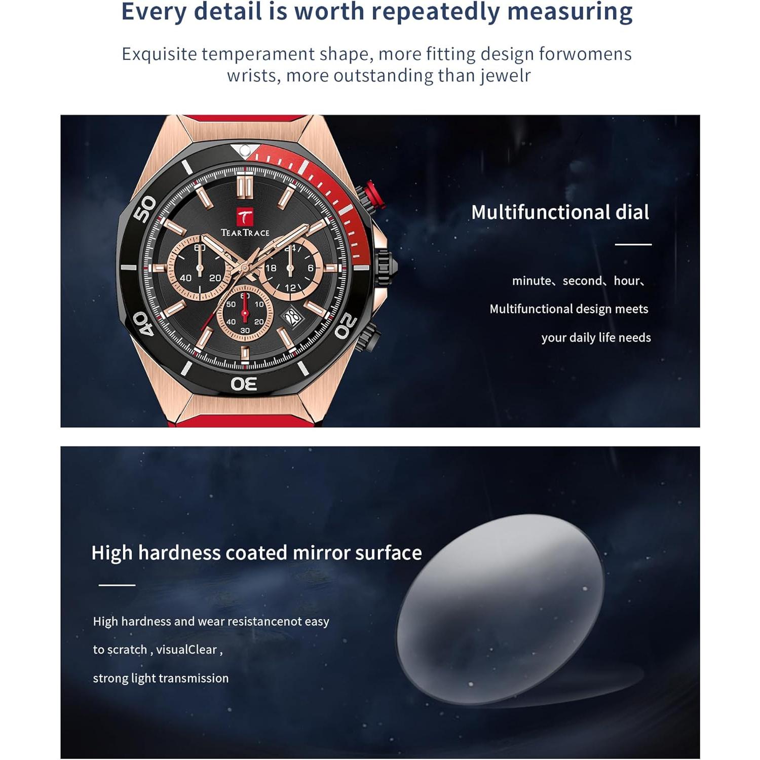 Reloj deportivo TEARTRACE TT-6020 cronógrafo 3ATM rojo