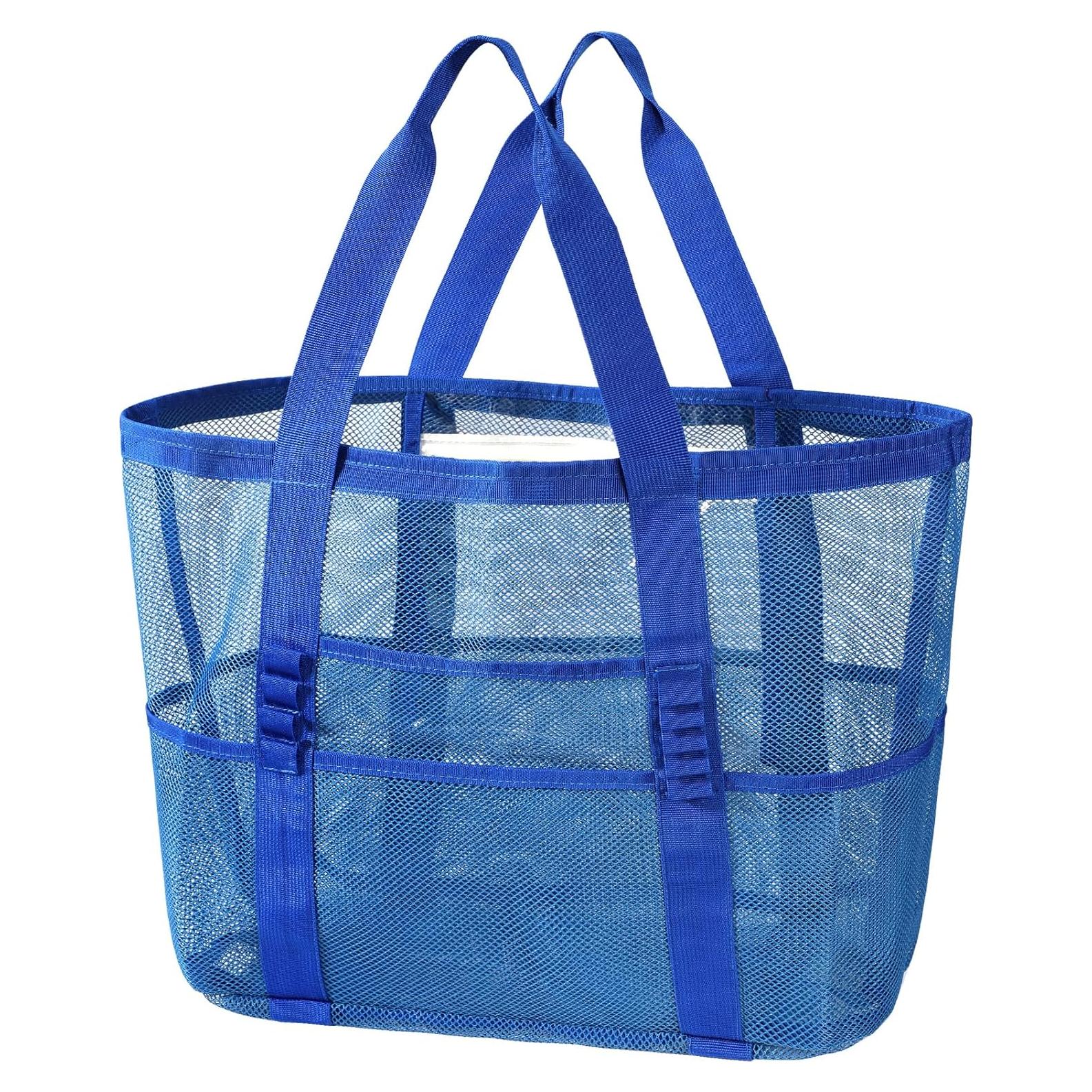 Bolsa de Playa de Malla KPX Azul Marino con 9 Bolsillos