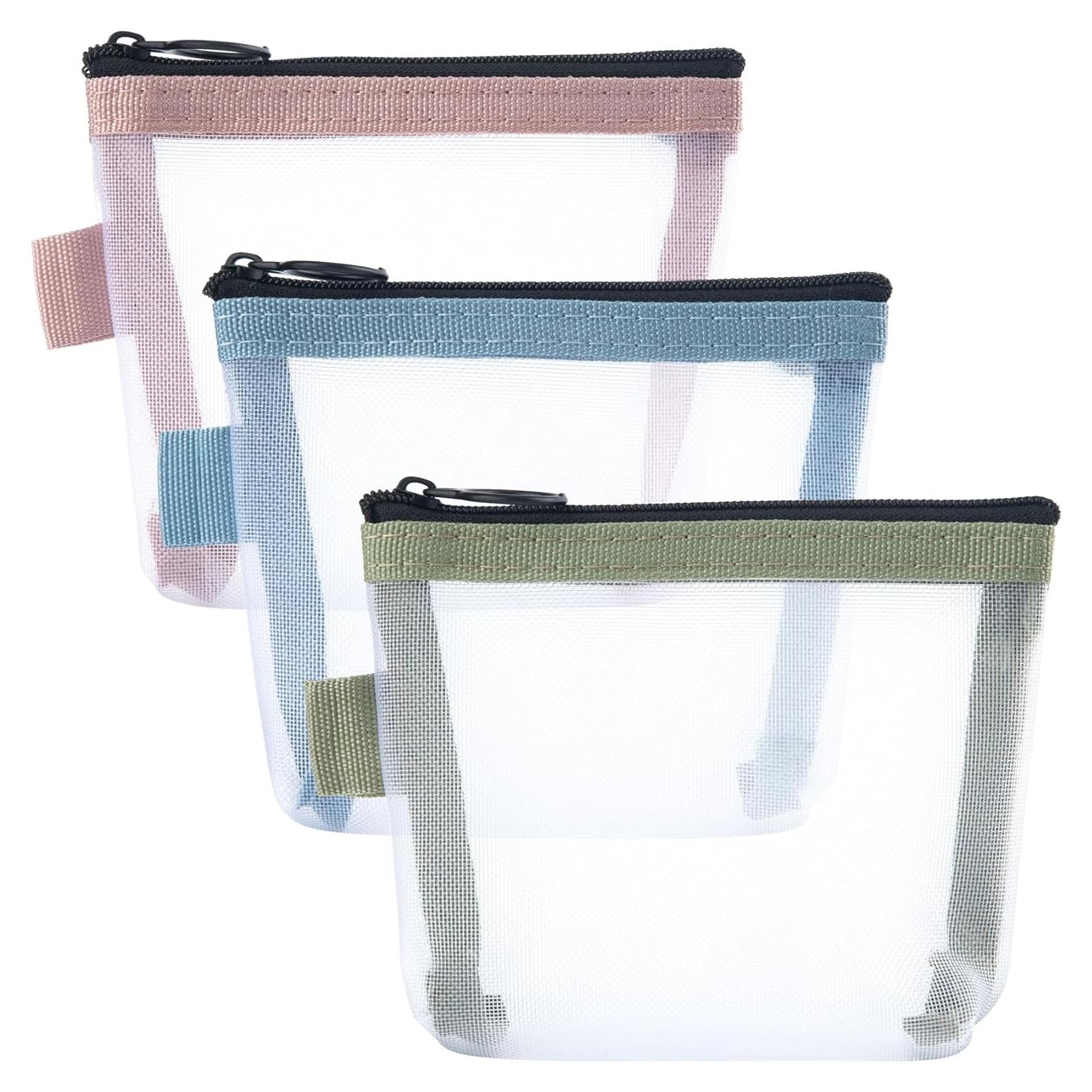 3pcs Mini Bolsa de Malla Nylon BEIQIYA Transparente