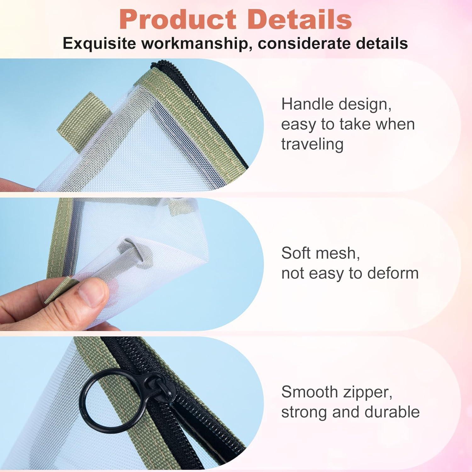 3pcs Mini Bolsa de Malla Nylon BEIQIYA Transparente