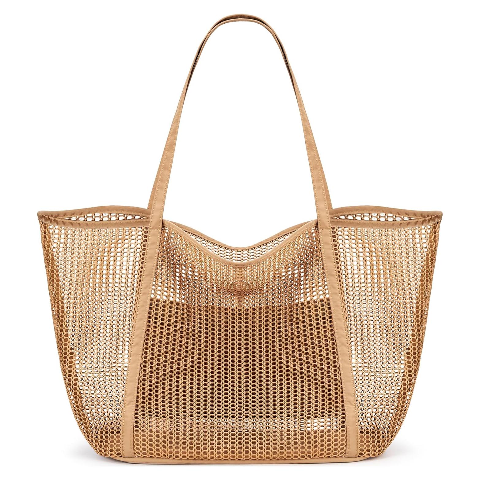 Bolsa de Playa KALIDI Caqui 27L Malla Nylon Mujeres