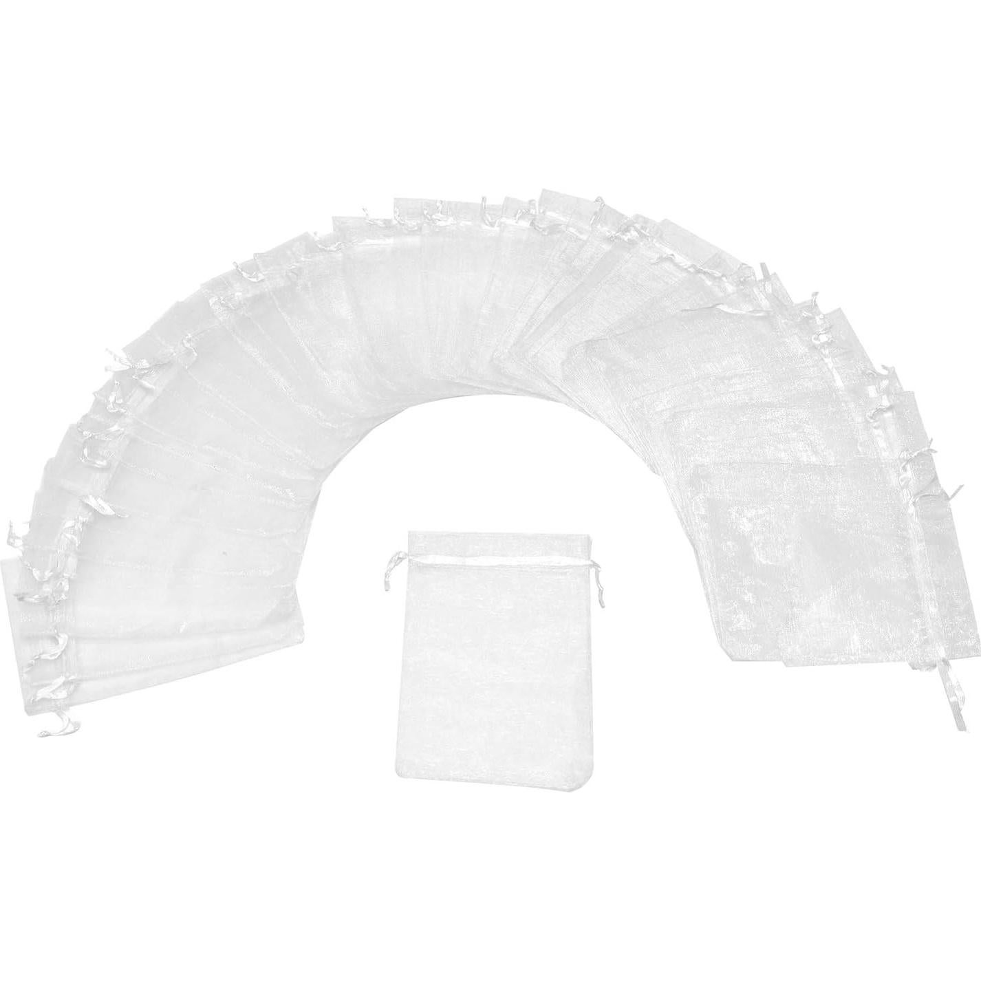 100 Bolsas de Organza Blancas 7x9 cm para Regalos