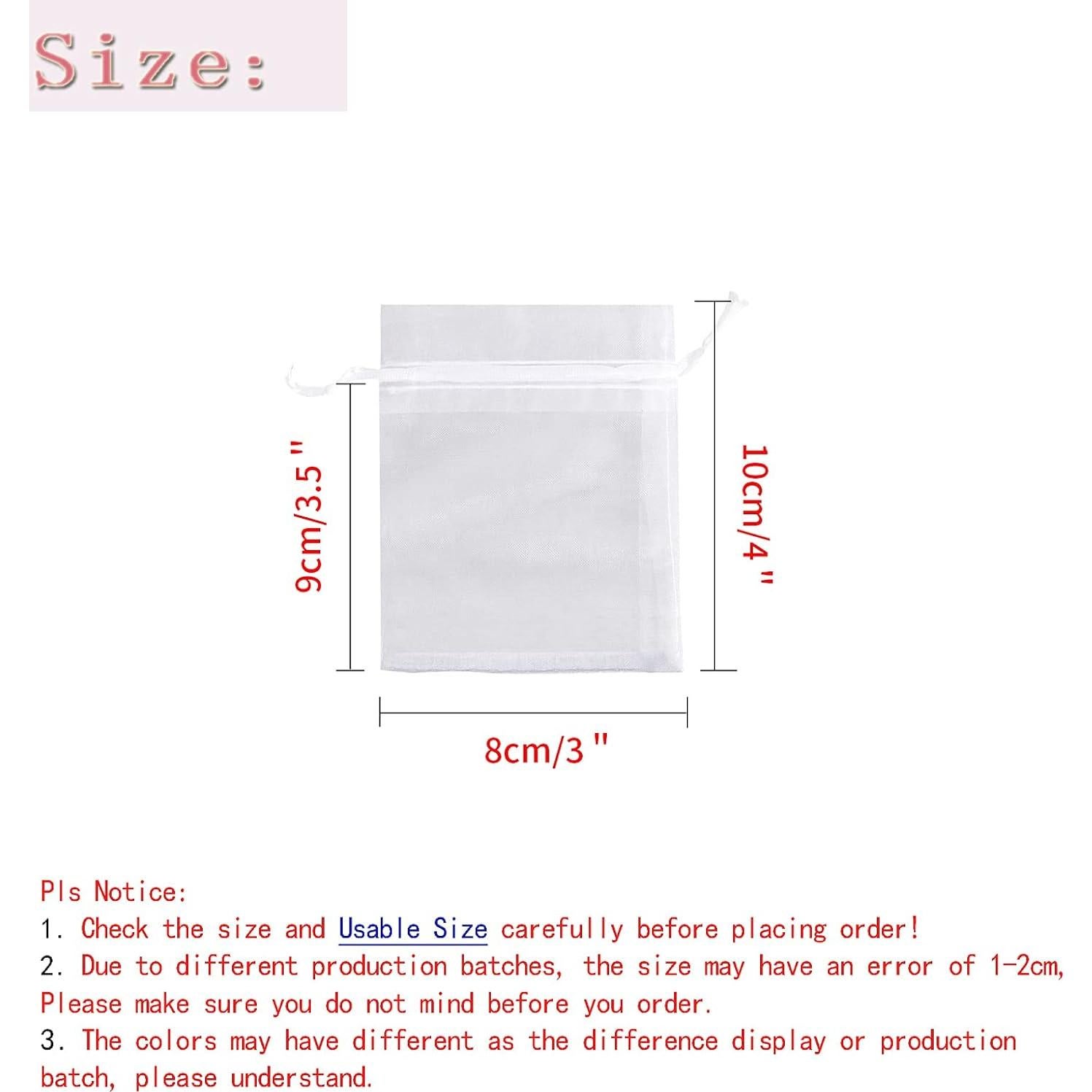 100 Bolsas de Organza Blancas 7x9 cm para Regalos