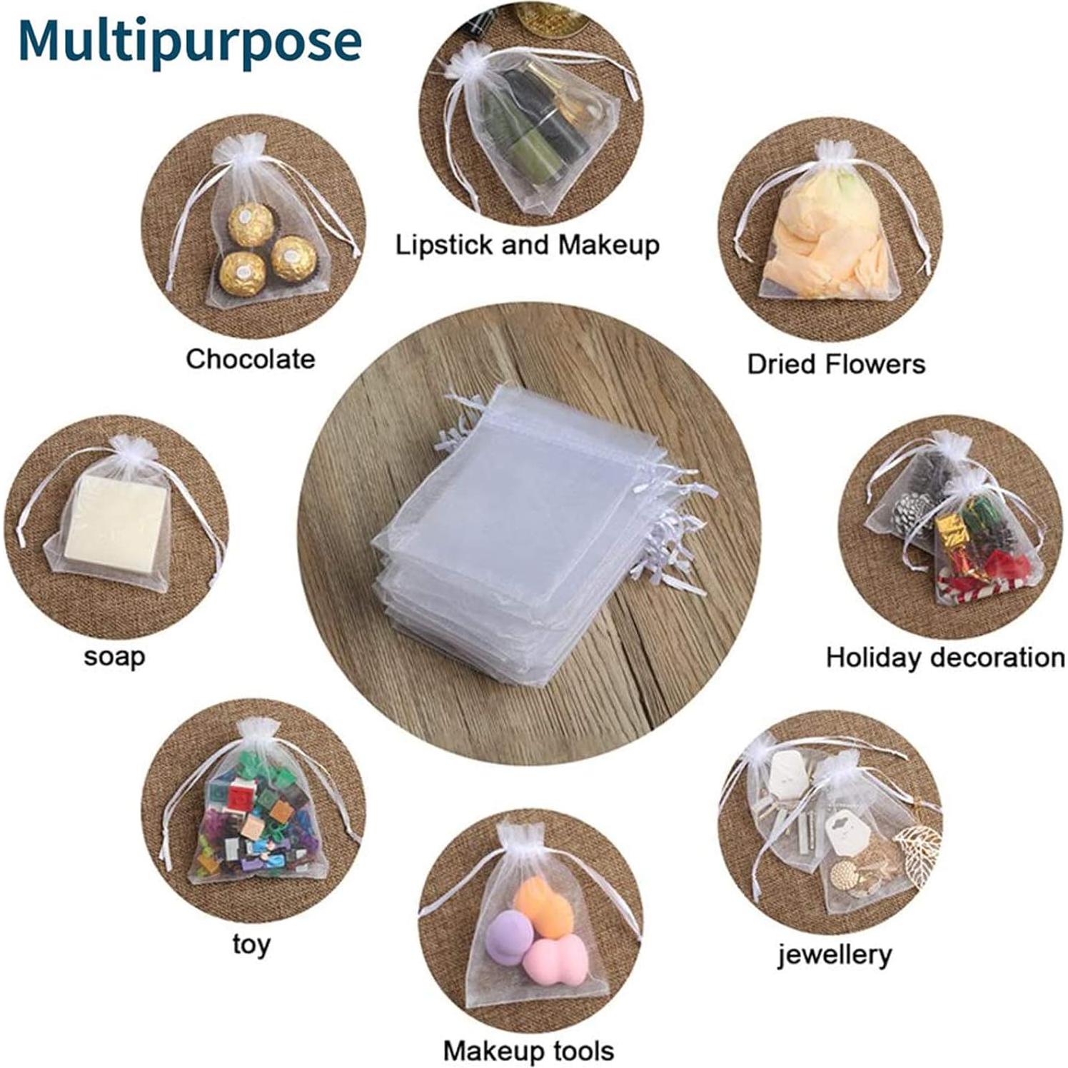 100 Bolsas de Organza Blancas 7x9 cm para Regalos