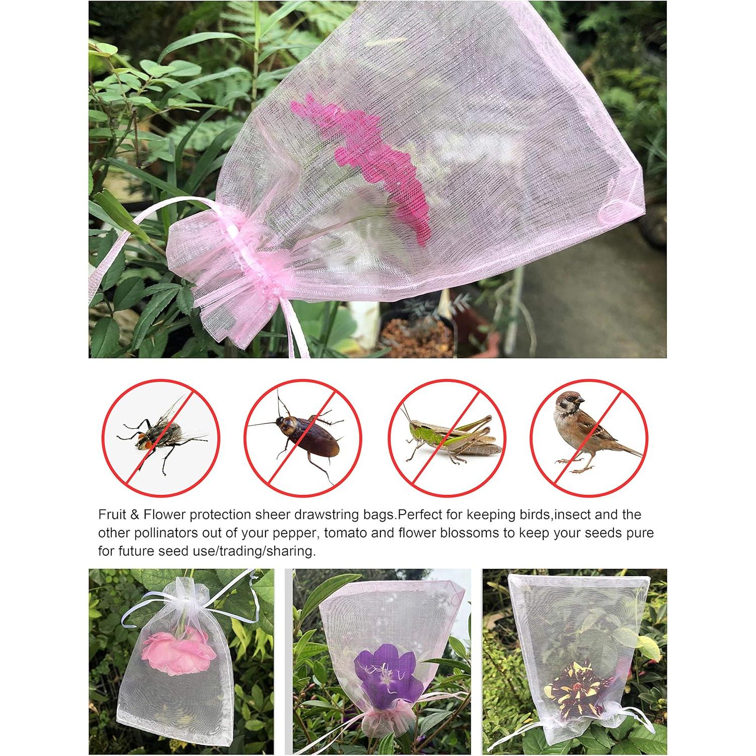 100 Bolsas de Organza Rosa 10x15 cm con Cuerda para Regalos