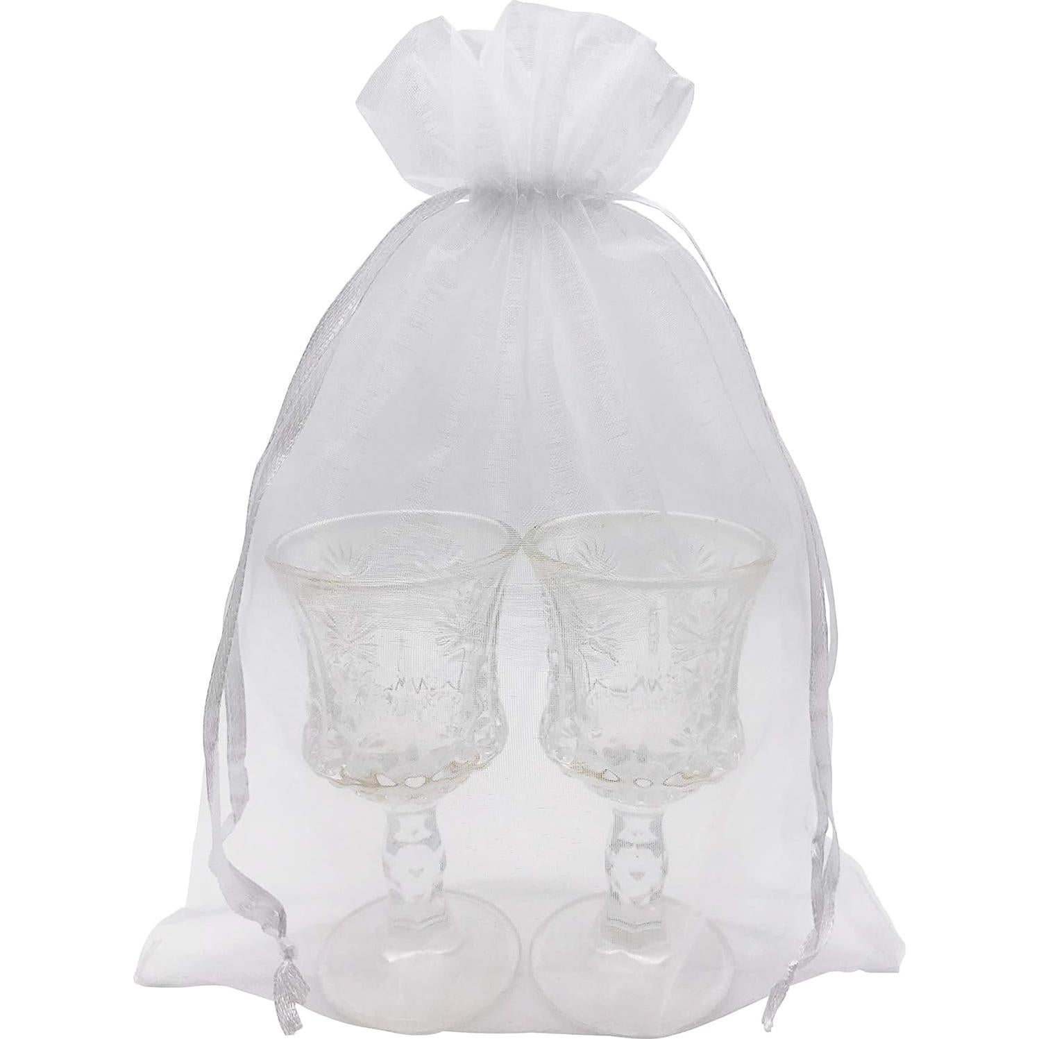 100 Bolsas de Regalo de Organza Blanca 17x23 cm para Joyería