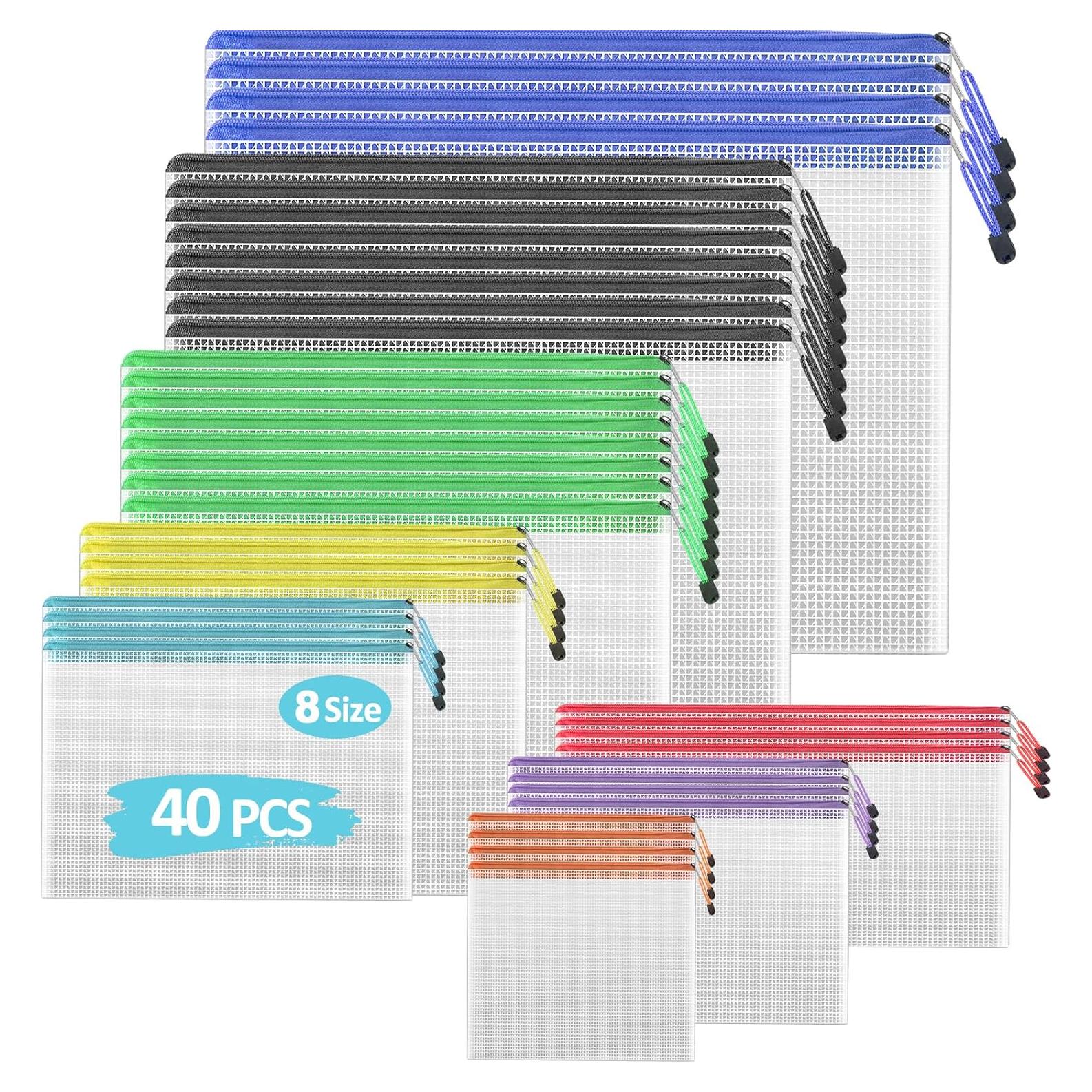 40 Bolsas de Zipper de Malla TKOOFN - 8 Tamaños Impermeables