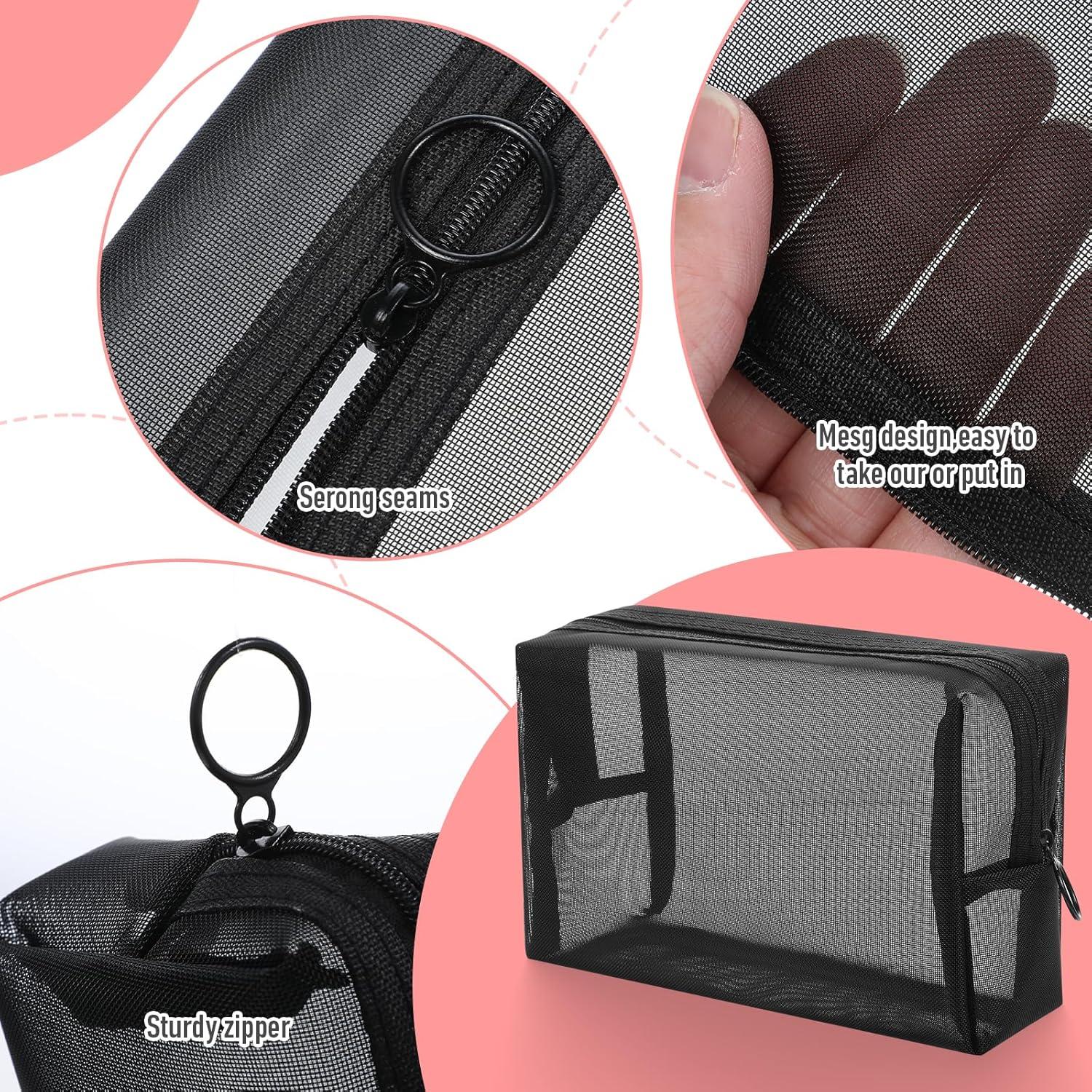 Set 3 Bolsas de Maquillaje de Malla Wanmu - Negro