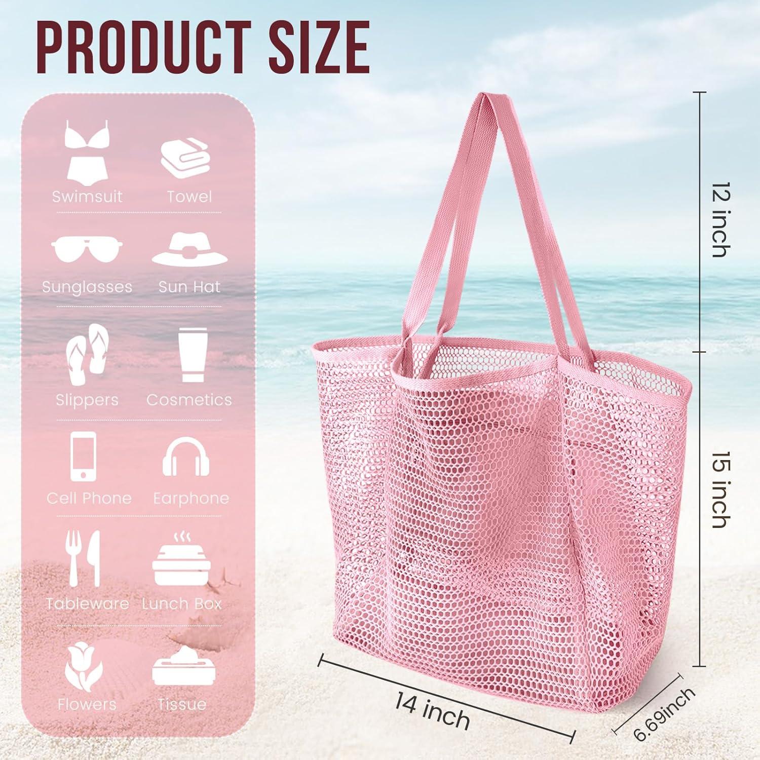 Bolsa de Playa Plegable Malla Rosa Flor de Cerezo 38x36x17cm