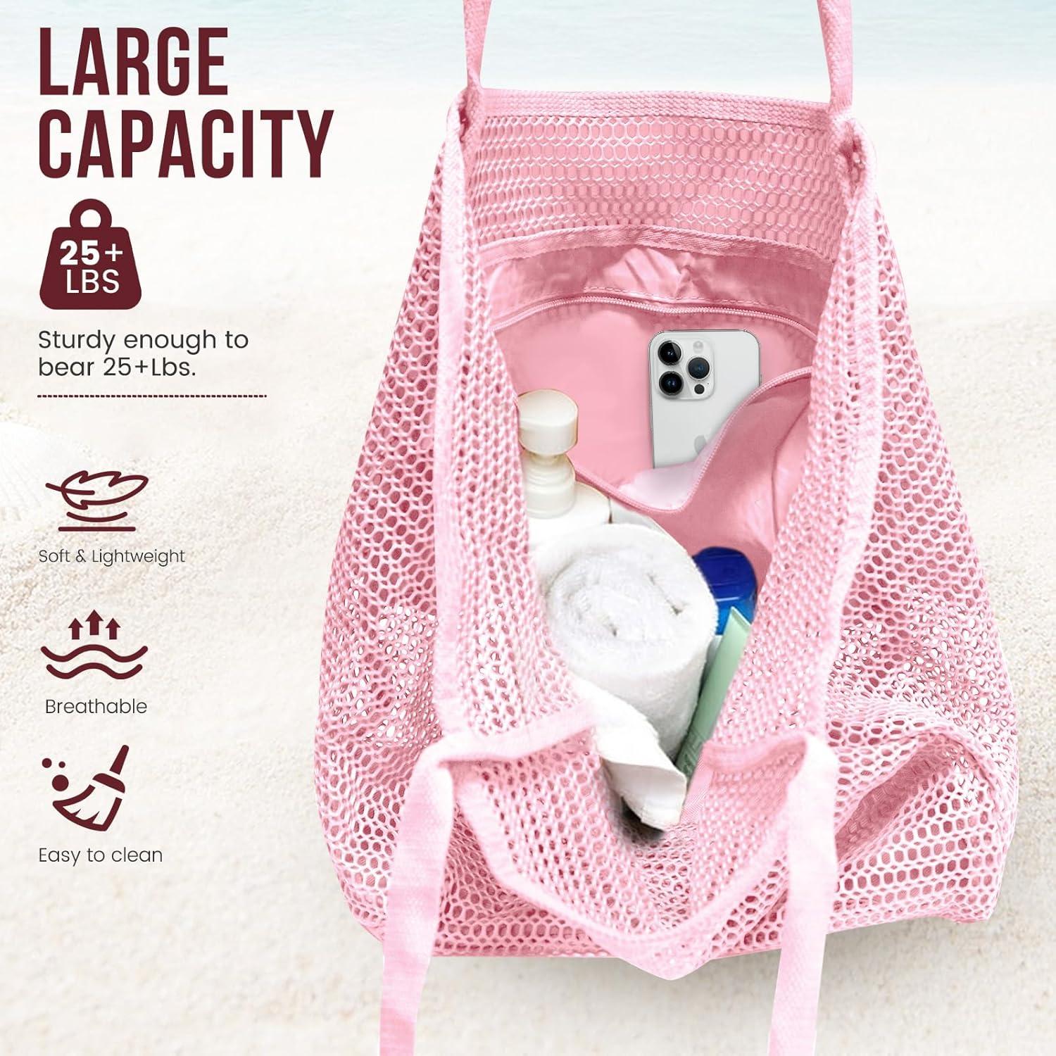 Bolsa de Playa Plegable Malla Rosa Flor de Cerezo 38x36x17cm