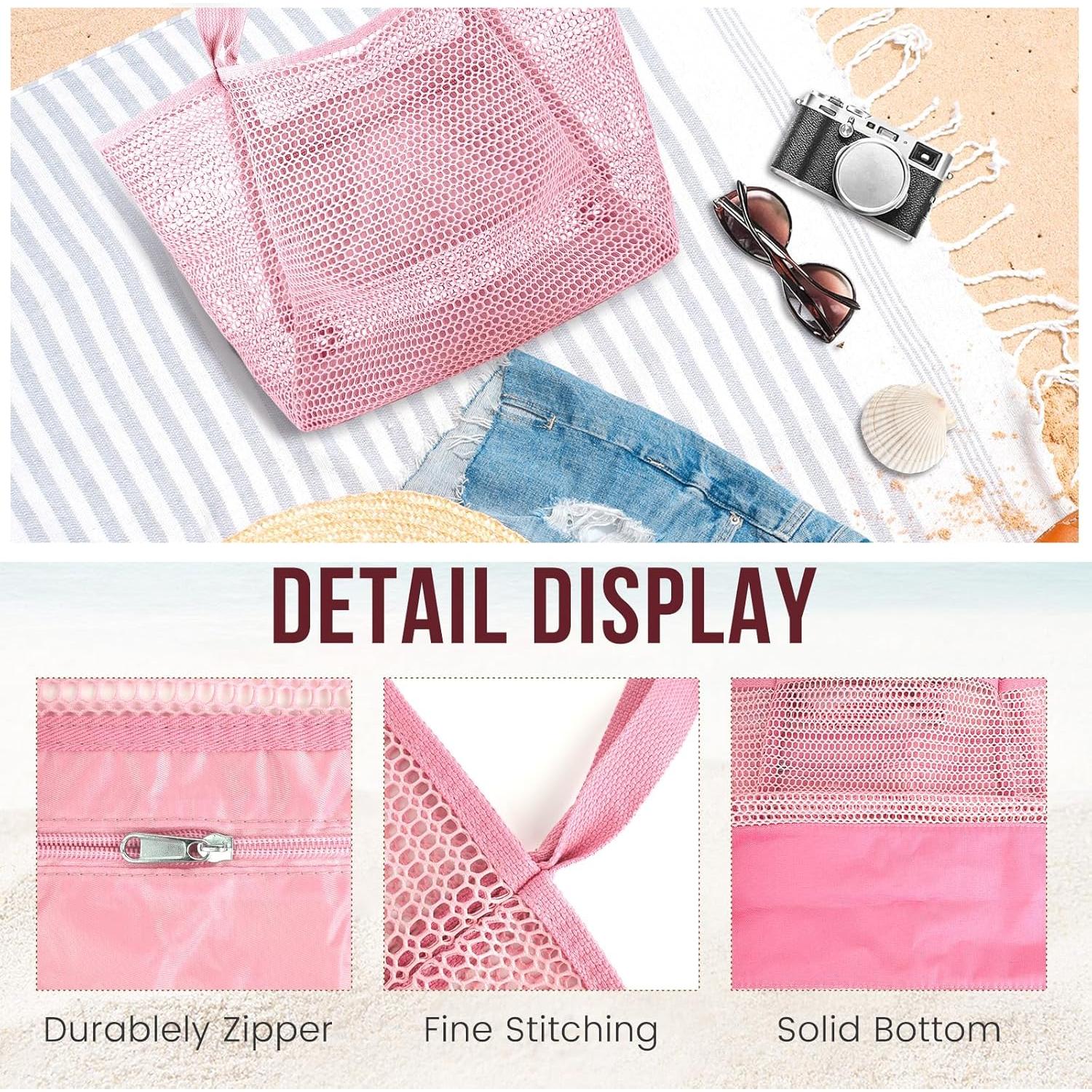 Bolsa de Playa Plegable Malla Rosa Flor de Cerezo 38x36x17cm