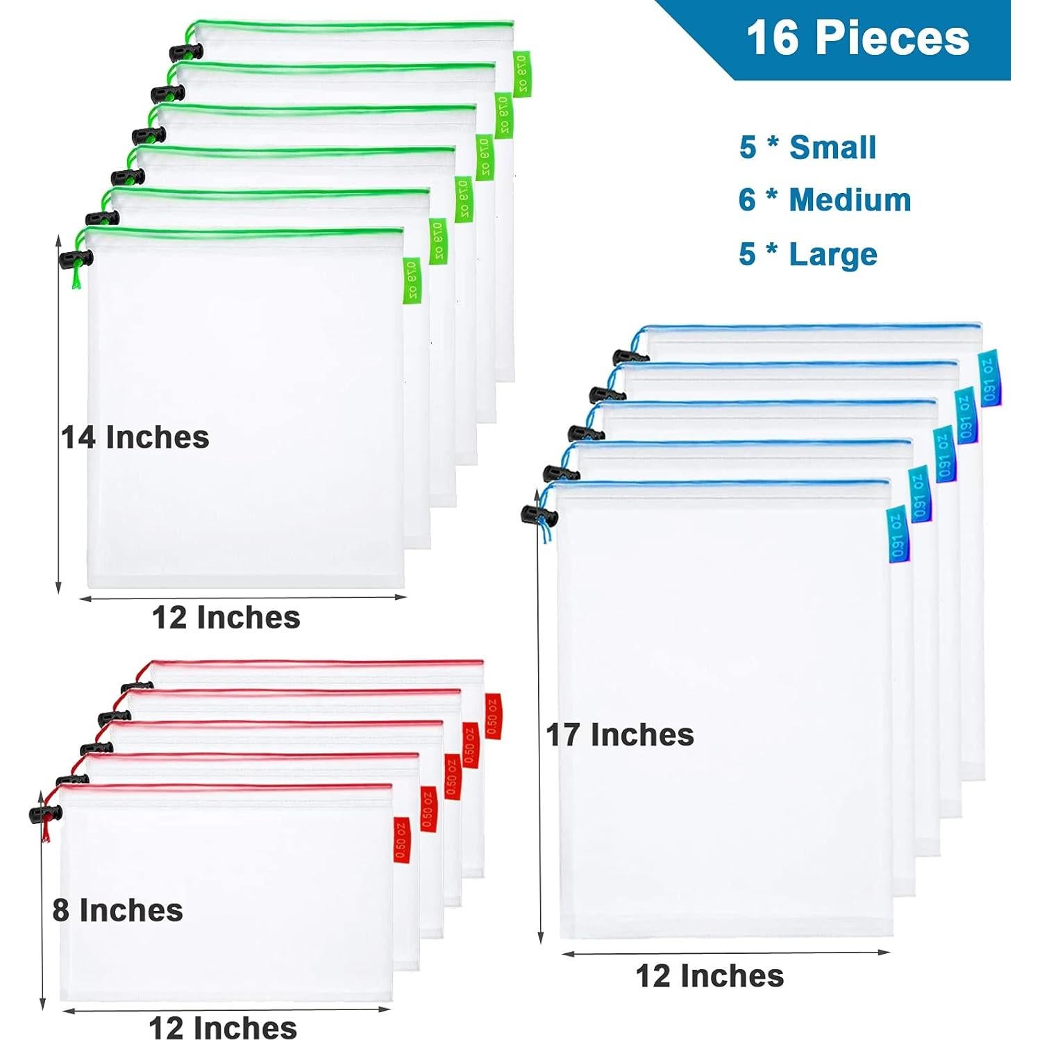 16 Bolsas de Malla RUSON para Almacenamiento de Juguetes