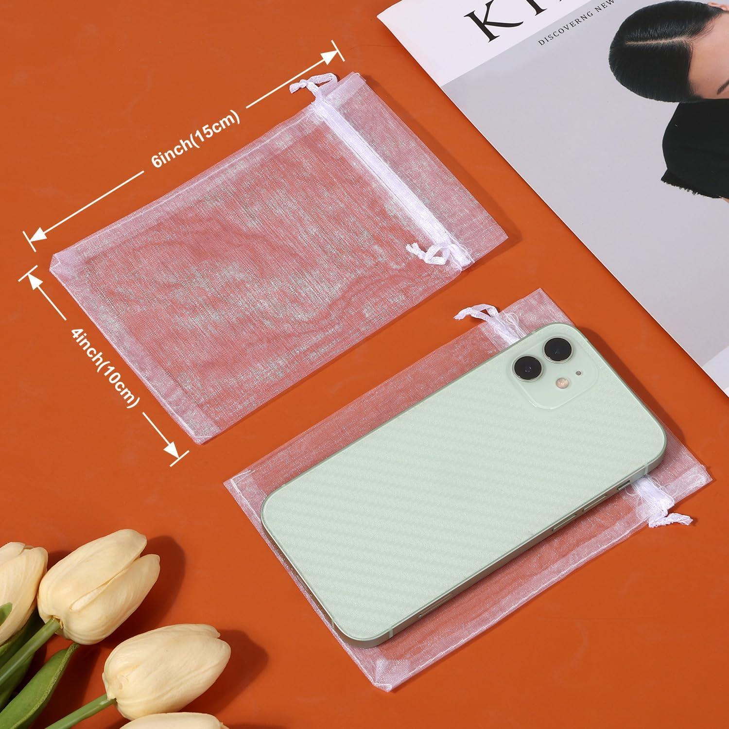 Bolsas de Organza Transparente Hopttreely Blancas 10x15 cm 50PCS