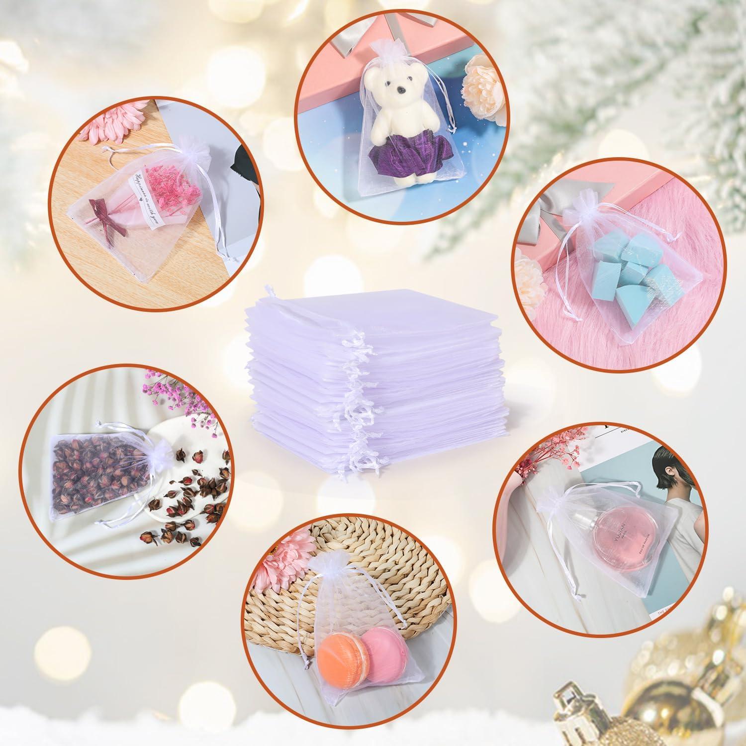 Bolsas de Organza Transparente Hopttreely Blancas 10x15 cm 50PCS