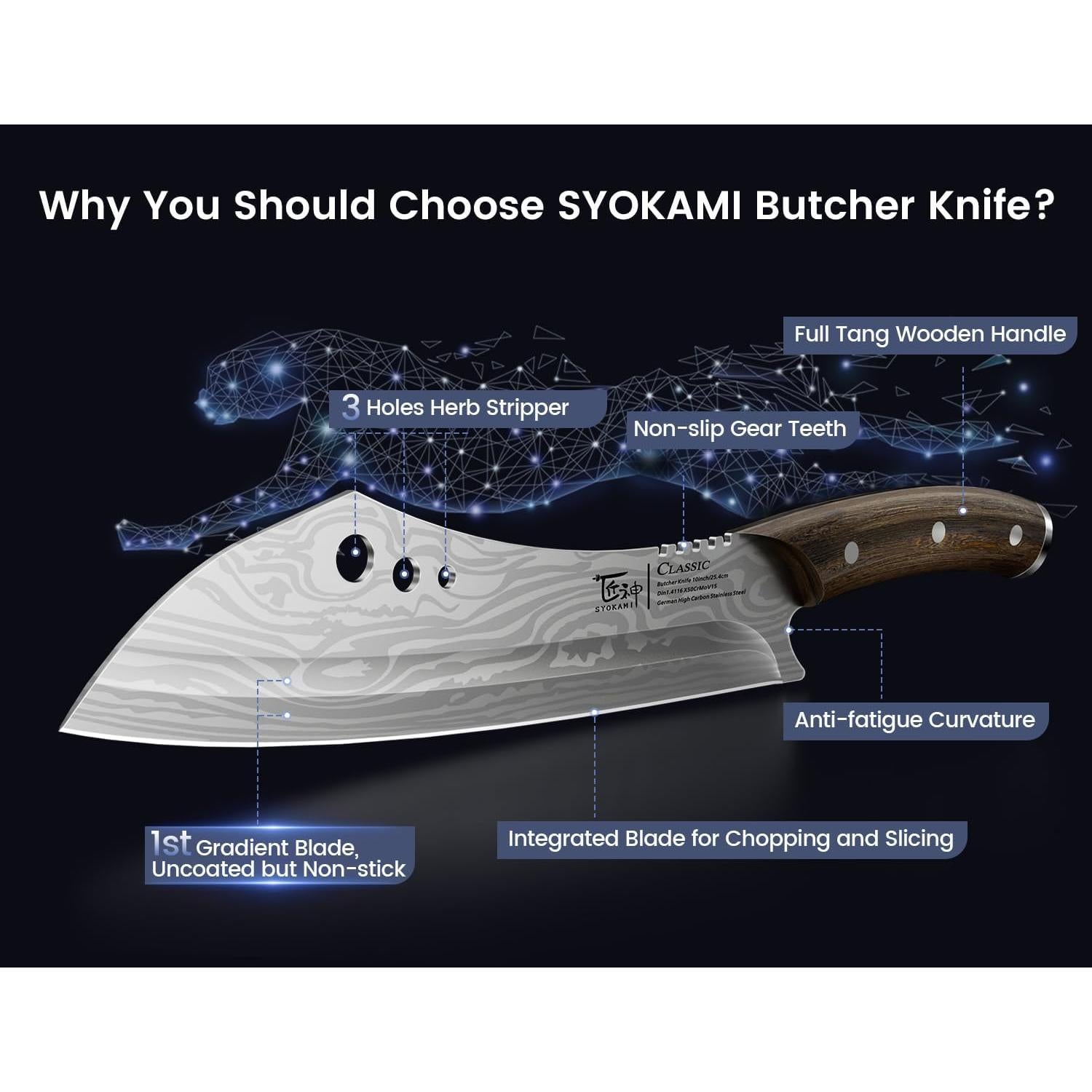 Cuchillo de Carnicero SYOKAMI 25,4 cm Acero Alto Carbono