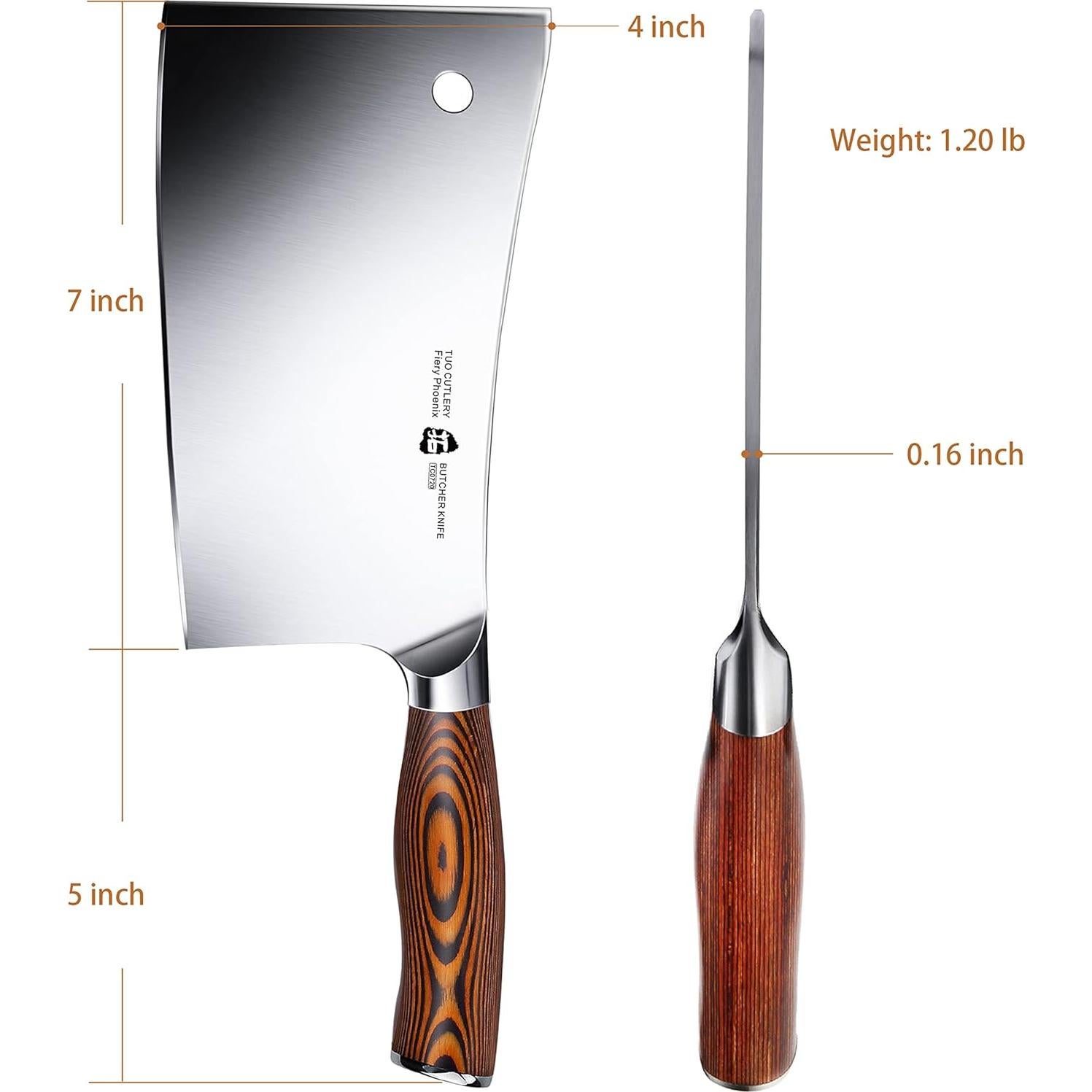 Cuchillo de Carnicería TUO 17.78 cm Acero Inoxidable Pakkawood