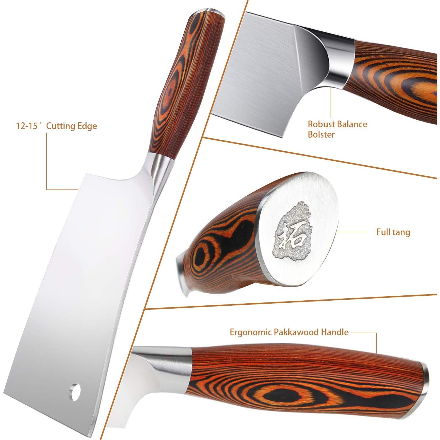 Cuchillo de Carnicería TUO 17.78 cm Acero Inoxidable Pakkawood