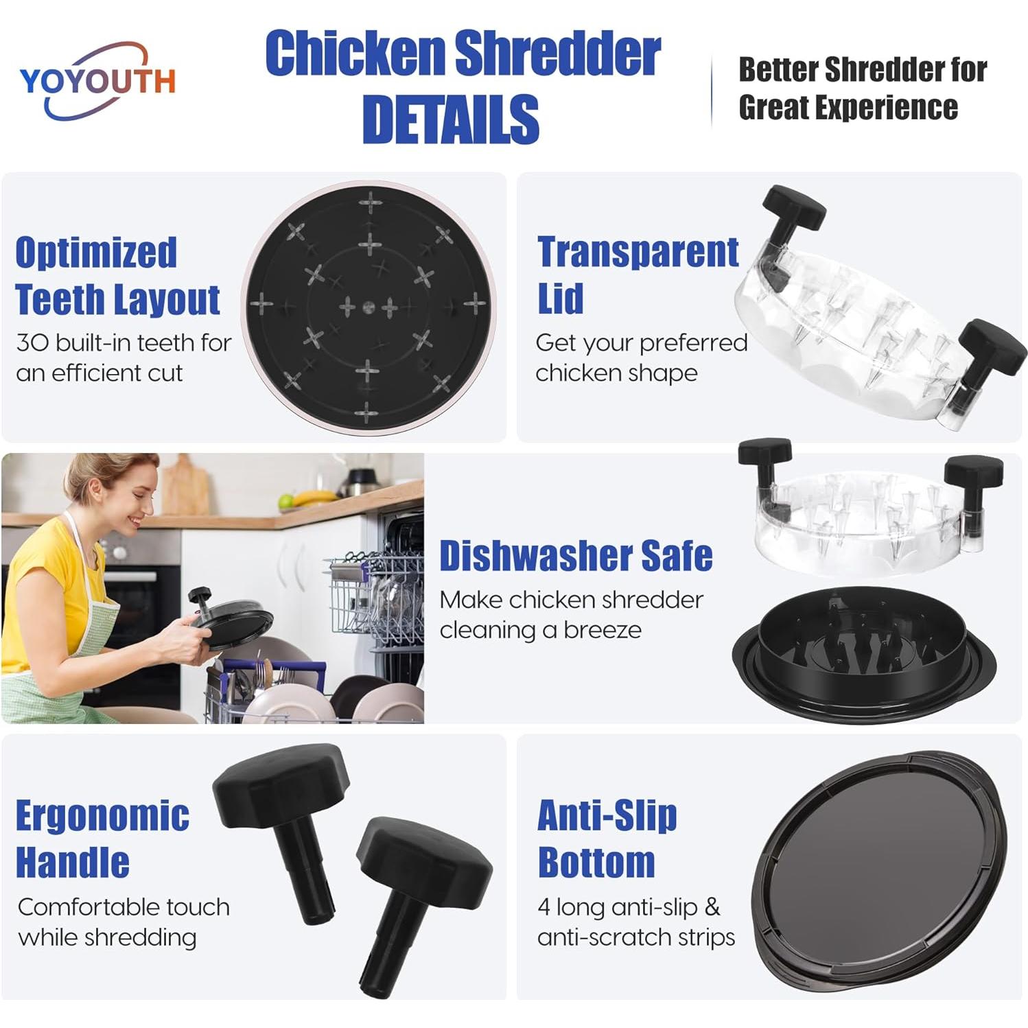 Desmenuzadora de Pollo YOYOUTH Estándar 20 cm Antideslizante