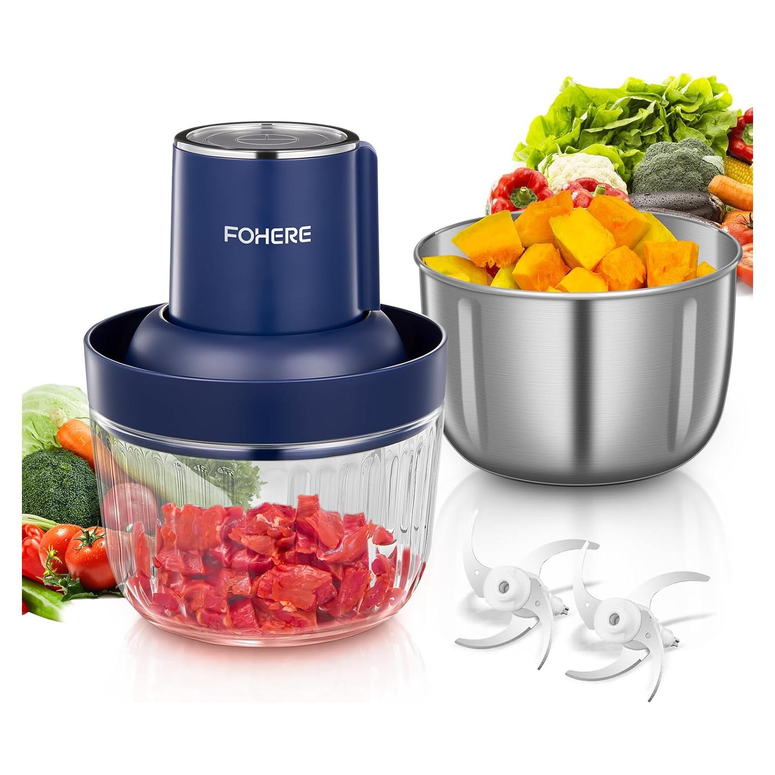 Procesador de Alimentos FOHERE 300W, Picadora Eléctrica 8T + 7T