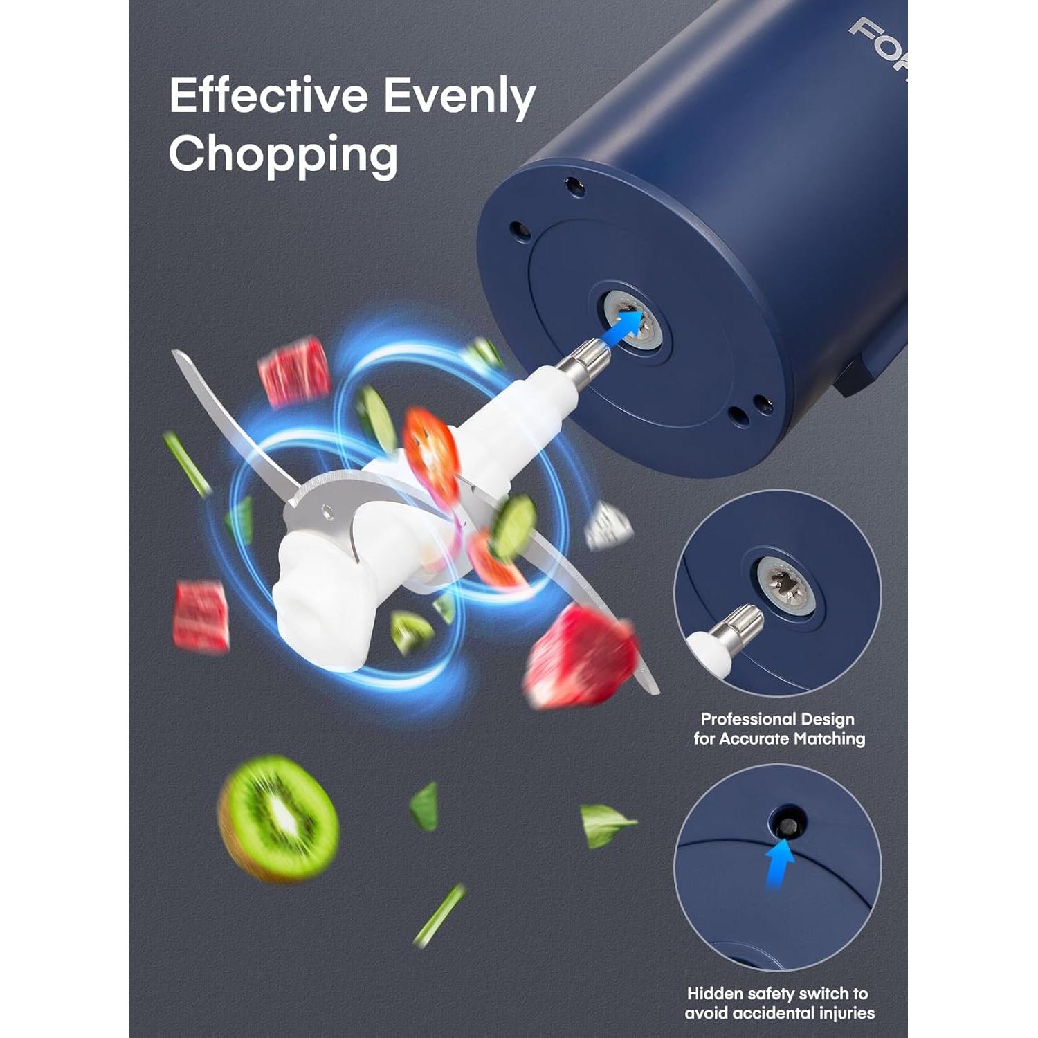 Procesador de Alimentos FOHERE 300W, Picadora Eléctrica 8T + 7T