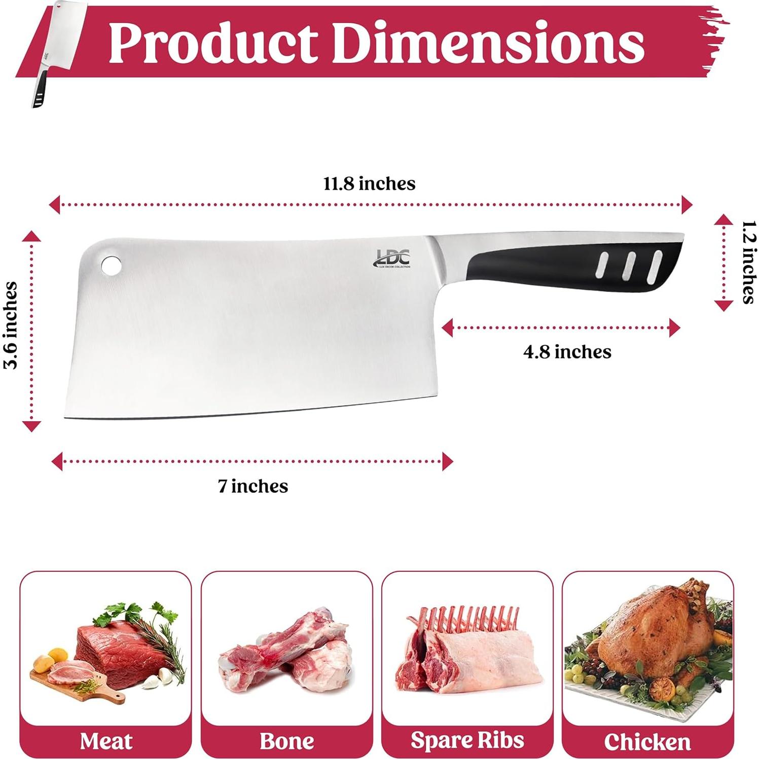 Cuchillo de Carnicero LDC 17,78 cm Acero Inoxidable Ultra Afilado