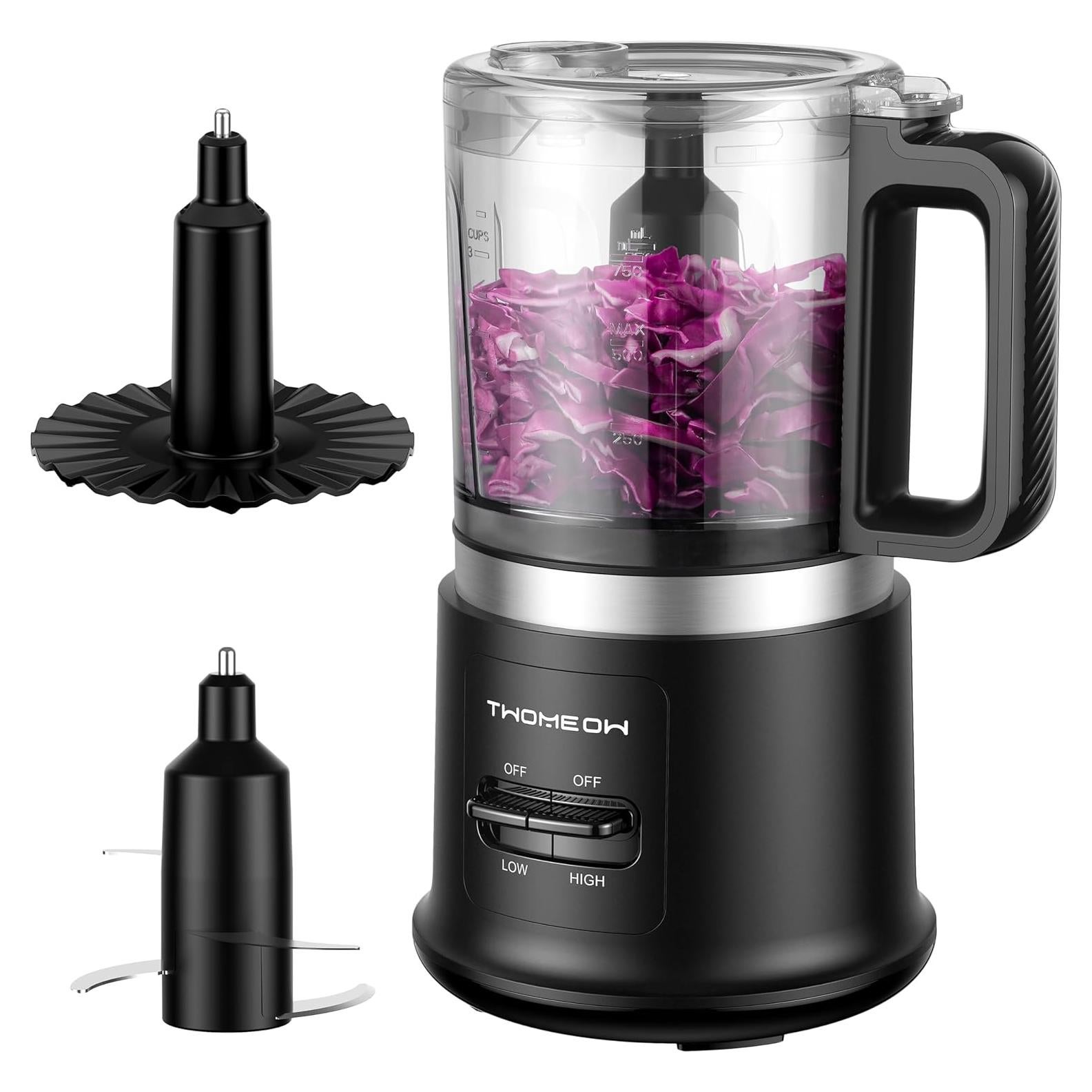 Food Chopper, 4 Cup Fast Food Processor, Electric Meat Grinder with 2 Speed, 4 Stainless Steel Blades, and Whisk, 400W Power for Chopping, Mixing, Emulsifying, Puree and Whisking, BPA-Free