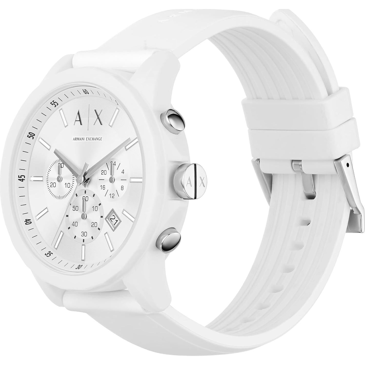 Reloj Cronógrafo Armani Exchange AX1325 44mm Silicona Blanca