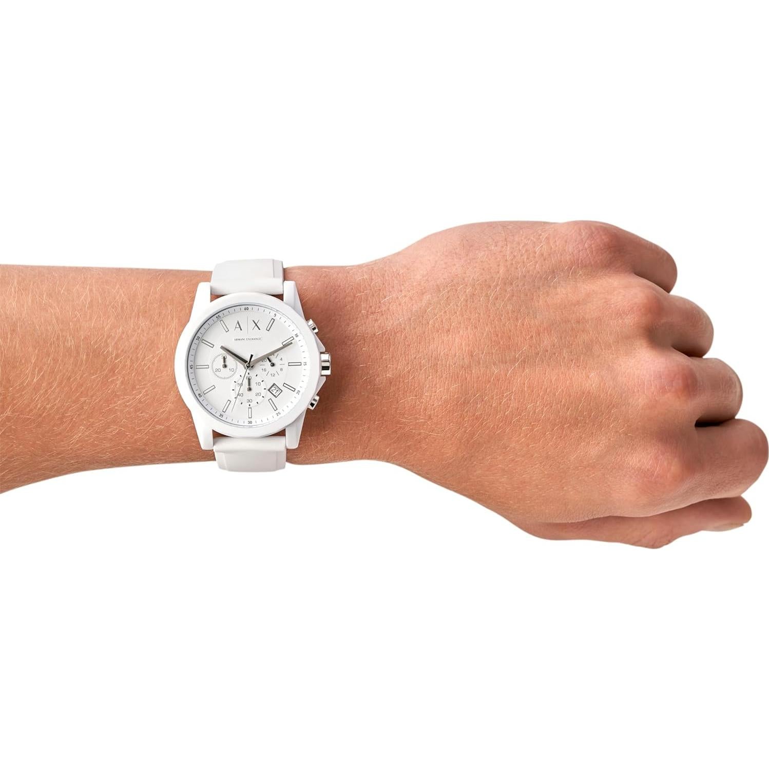 Reloj Cronógrafo Armani Exchange AX1325 44mm Silicona Blanca