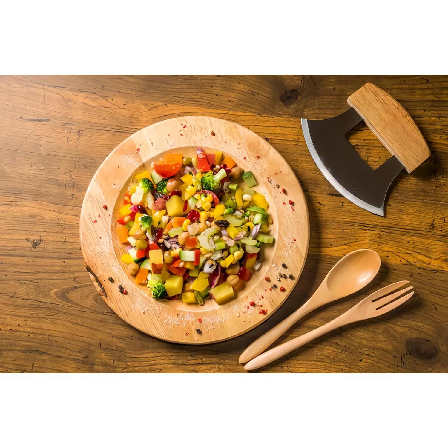 Cuchillo Ulu de Alaska Senvasfa 15,24 cm con soporte de madera