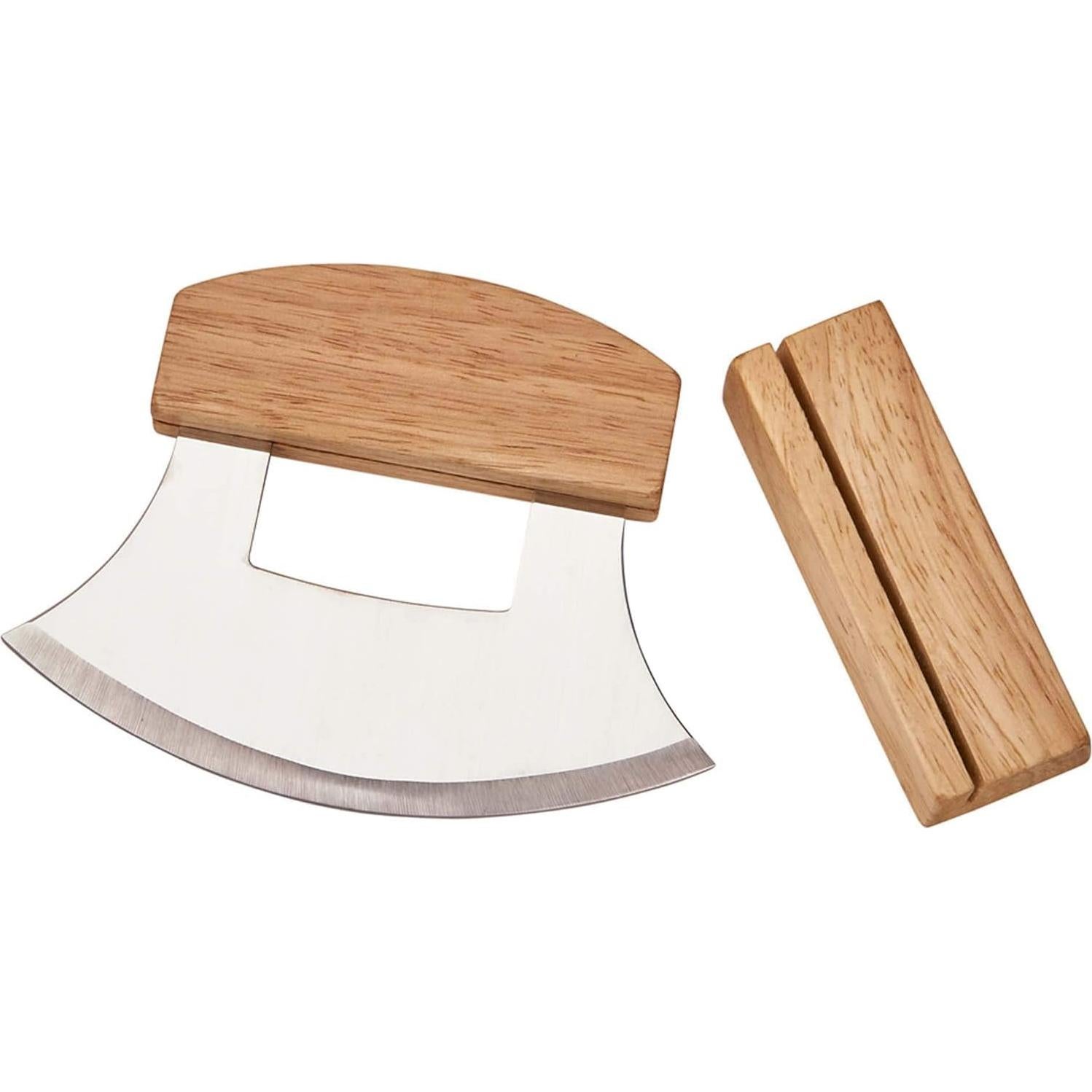 Cuchillo Ulu de Alaska Senvasfa 15,24 cm con soporte de madera