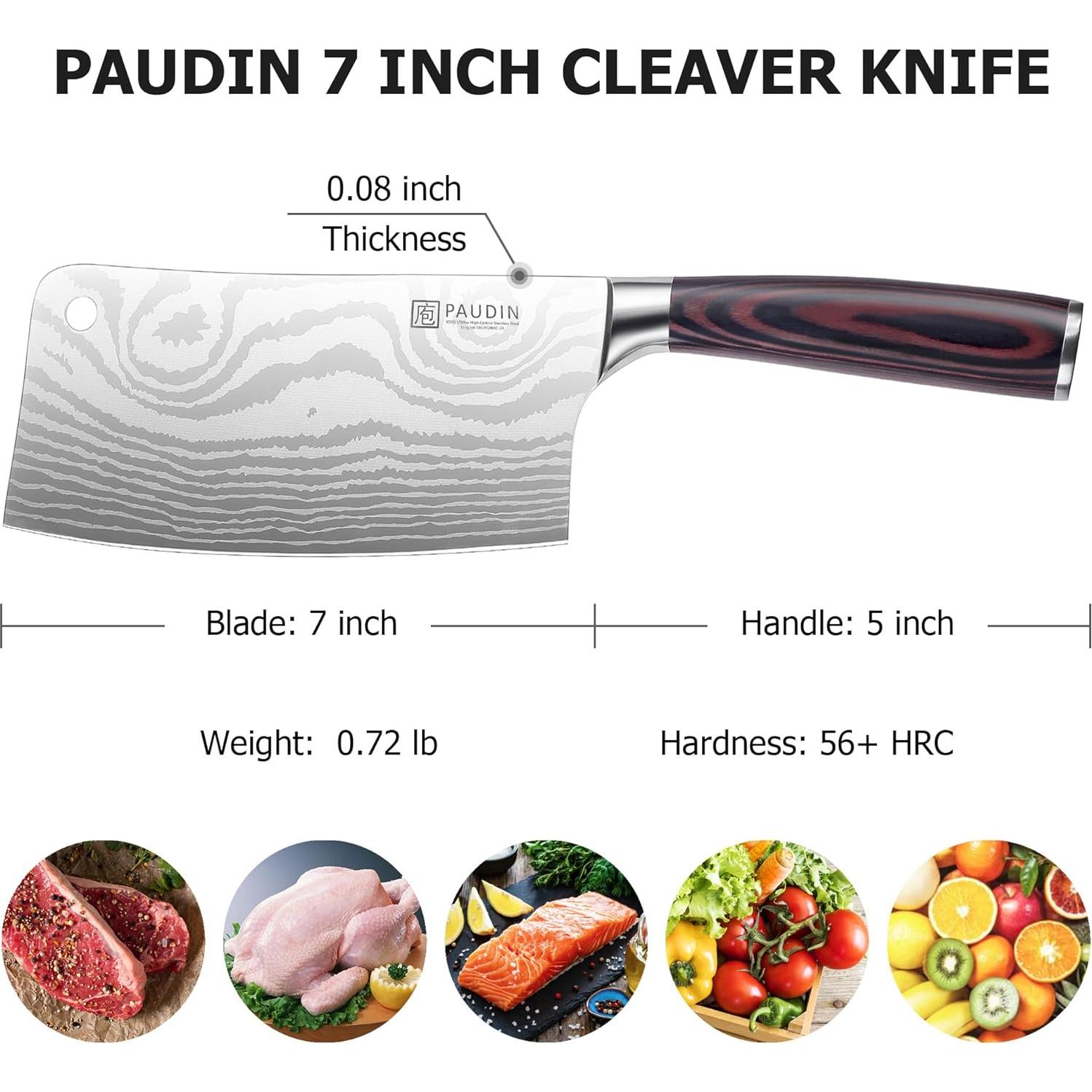 Cuchillo Cleaver PAUDIN 30.4 cm Acero Inoxidable Mango Madera