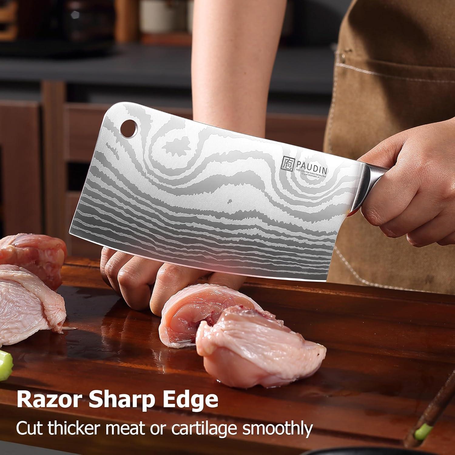 Cuchillo Cleaver PAUDIN 30.4 cm Acero Inoxidable Mango Madera