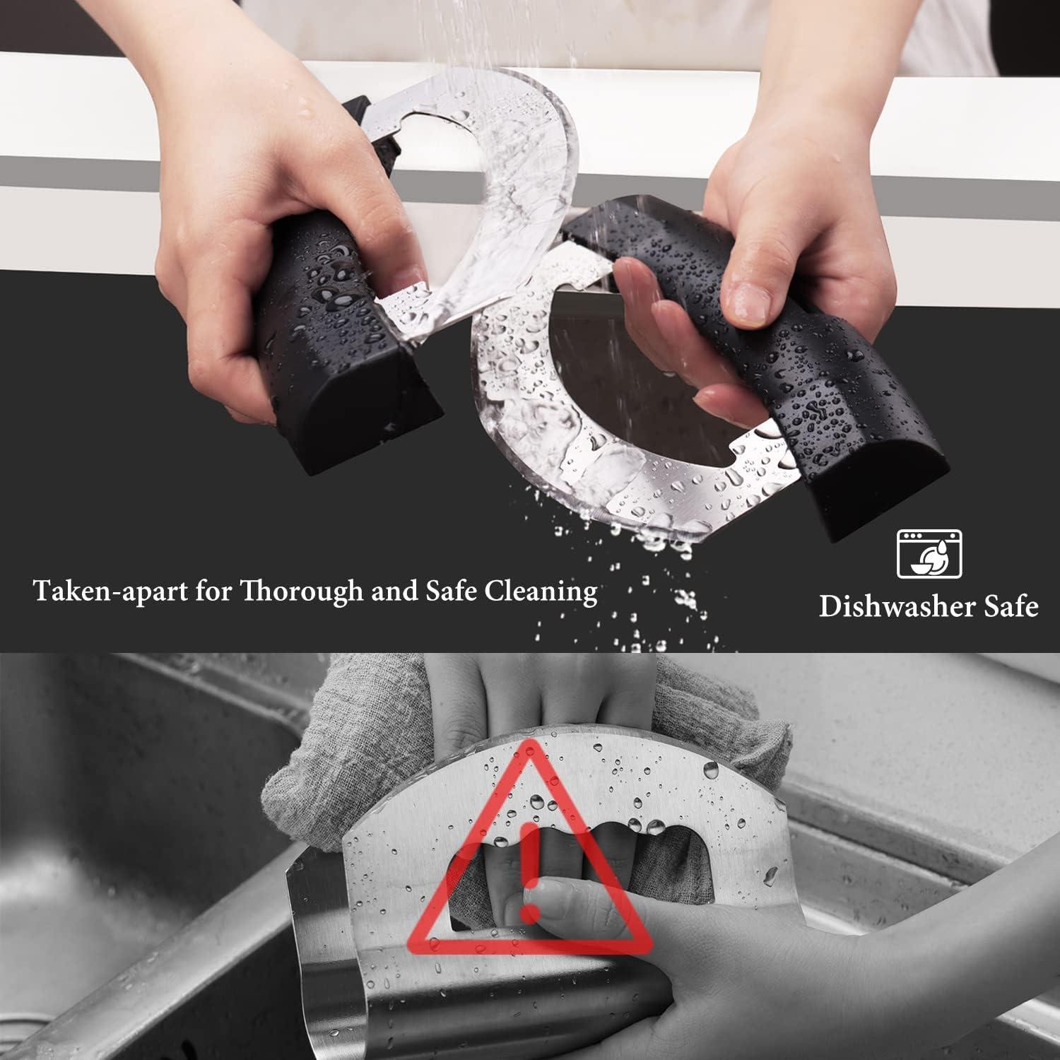 Cuchillo Mezzaluna KITCHENDAO Doble Hoja Acero Inoxidable