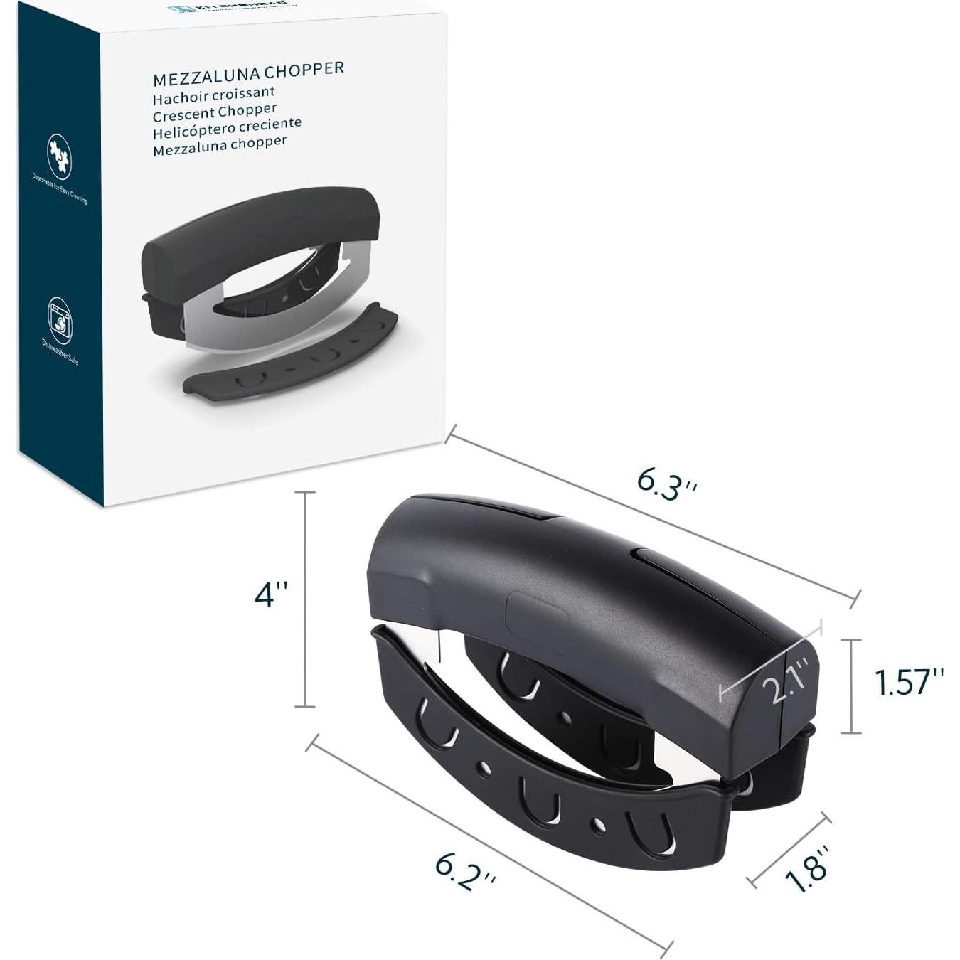 Cuchillo Mezzaluna KITCHENDAO Doble Hoja Acero Inoxidable