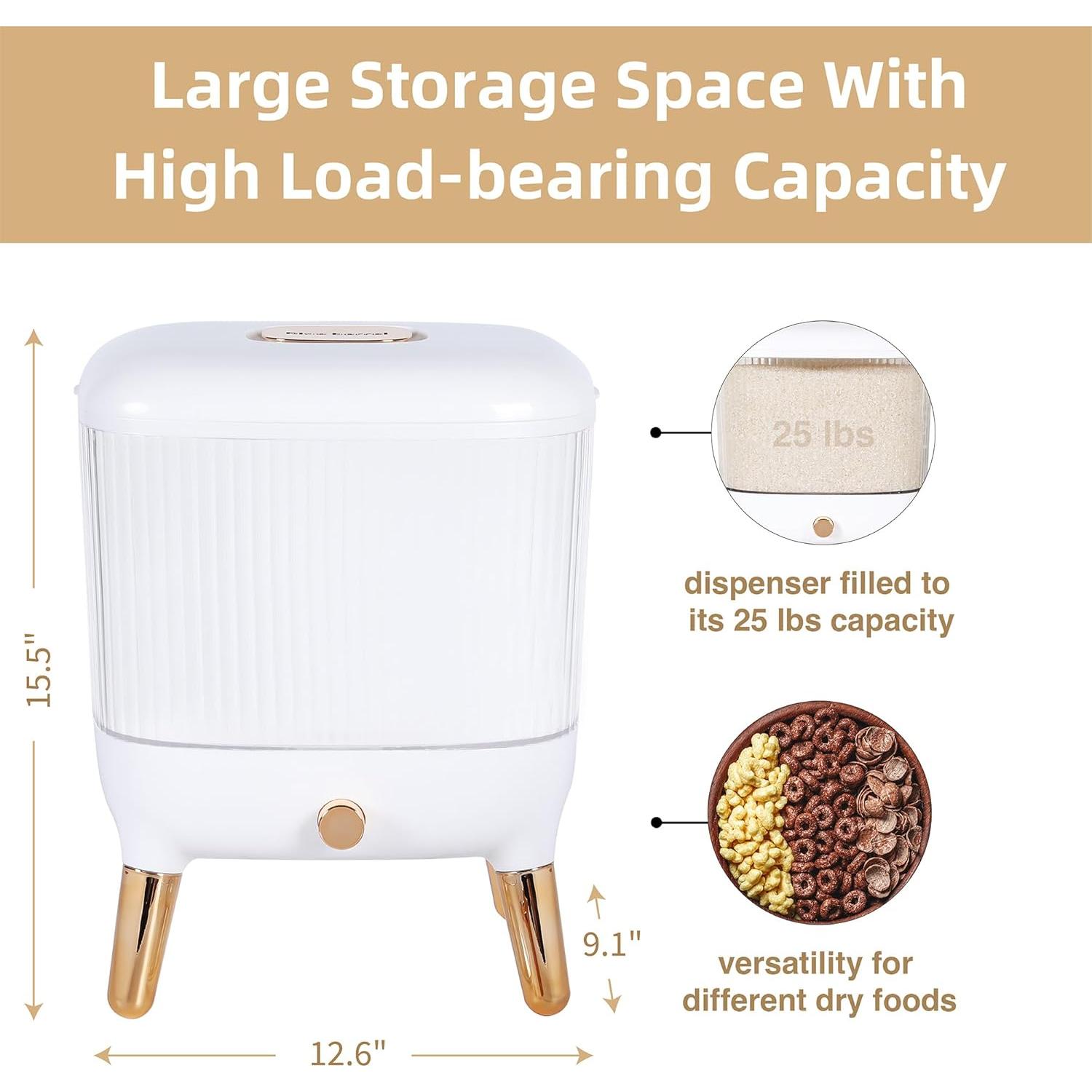 Dispensador de Arroz 11,34 kg MARY - Almacenamiento Organizado