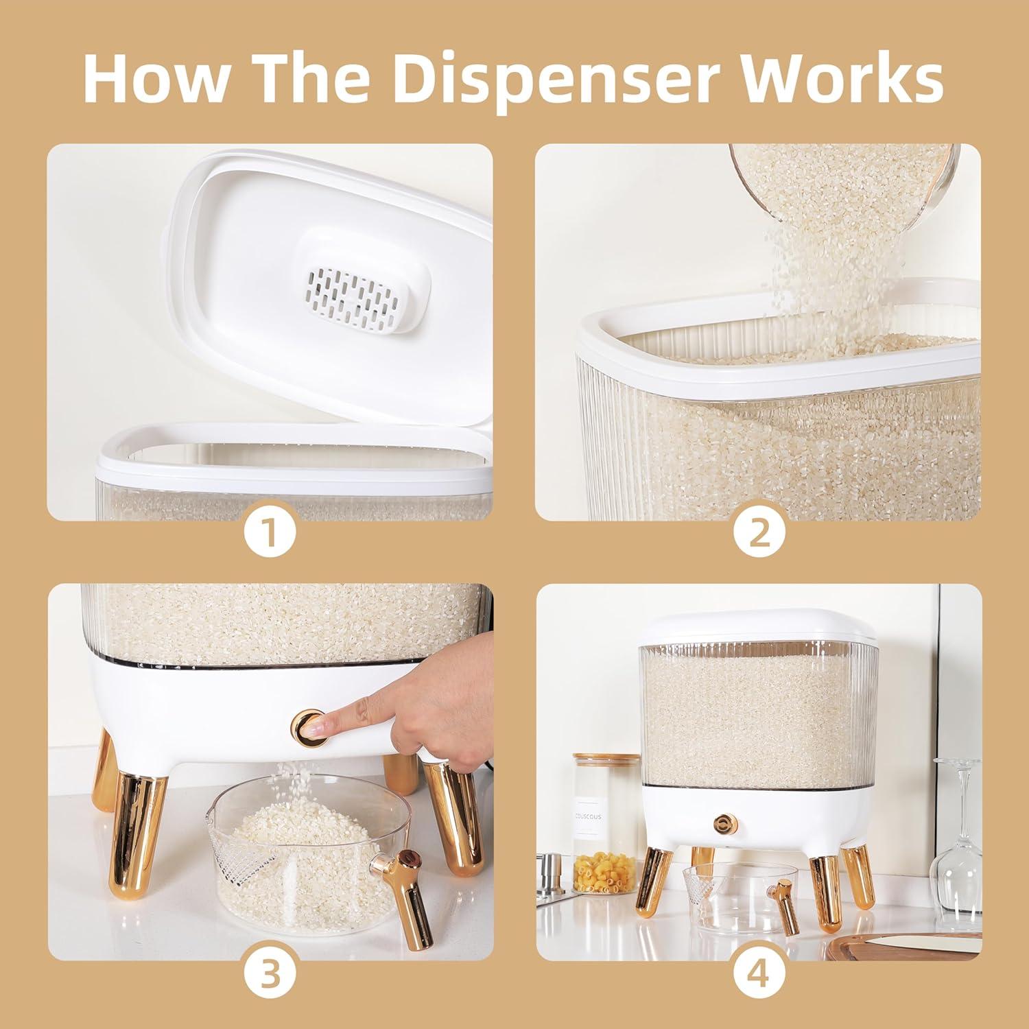 Dispensador de Arroz 11,34 kg MARY - Almacenamiento Organizado