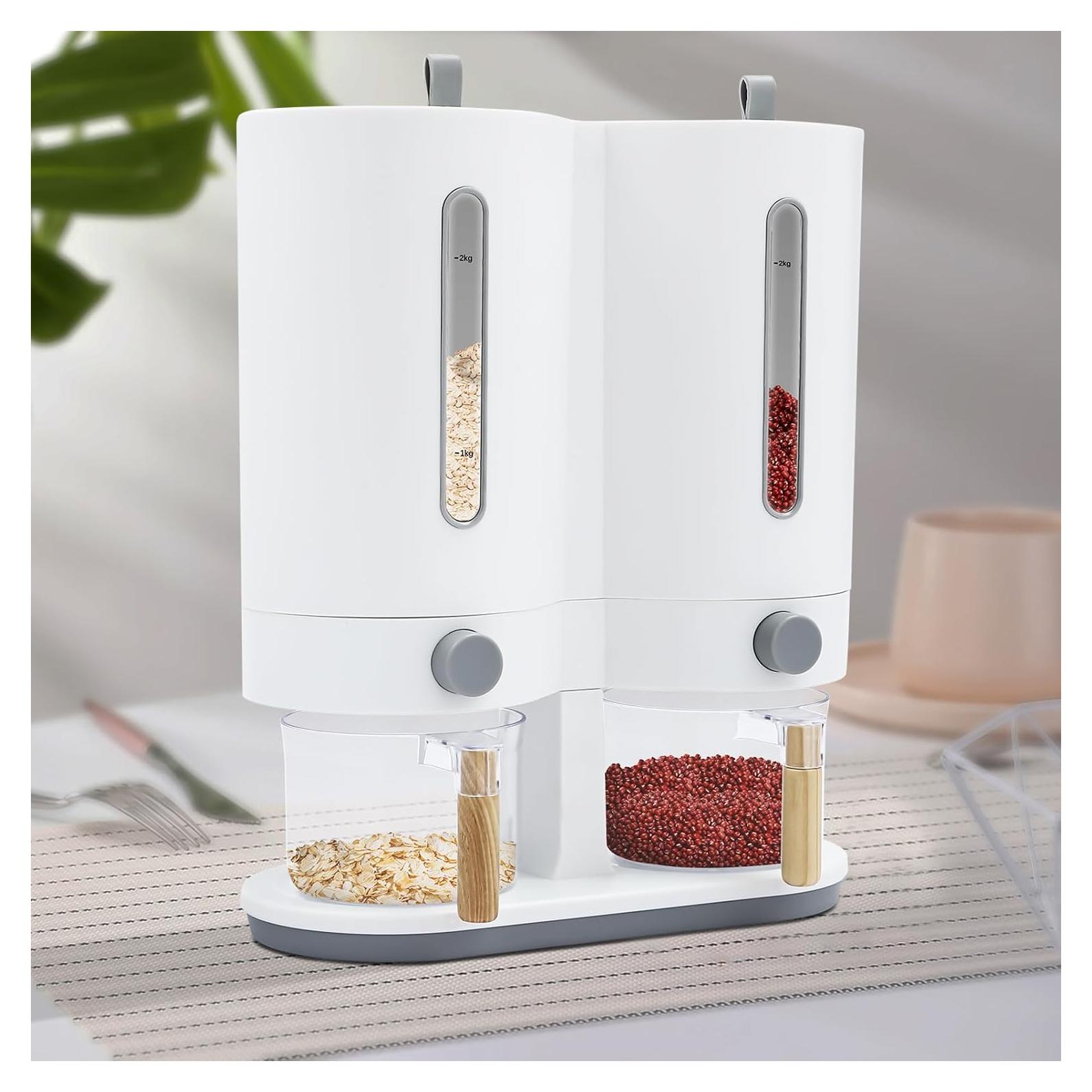 Dispensador de Arroz Dual Xuthusman 5 kg con 2 Tazas Medidoras