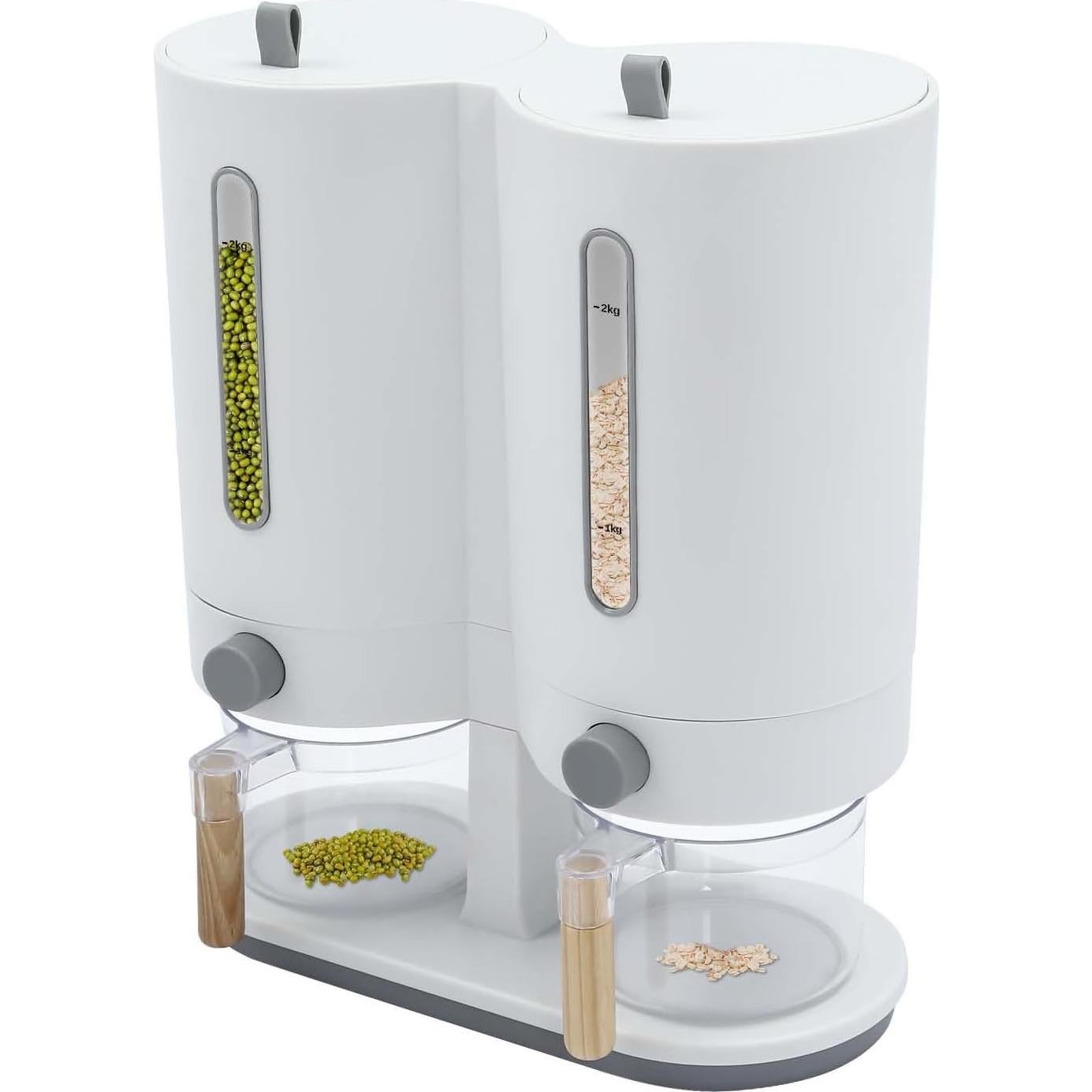 Dispensador de Arroz Dual Xuthusman 5 kg con 2 Tazas Medidoras