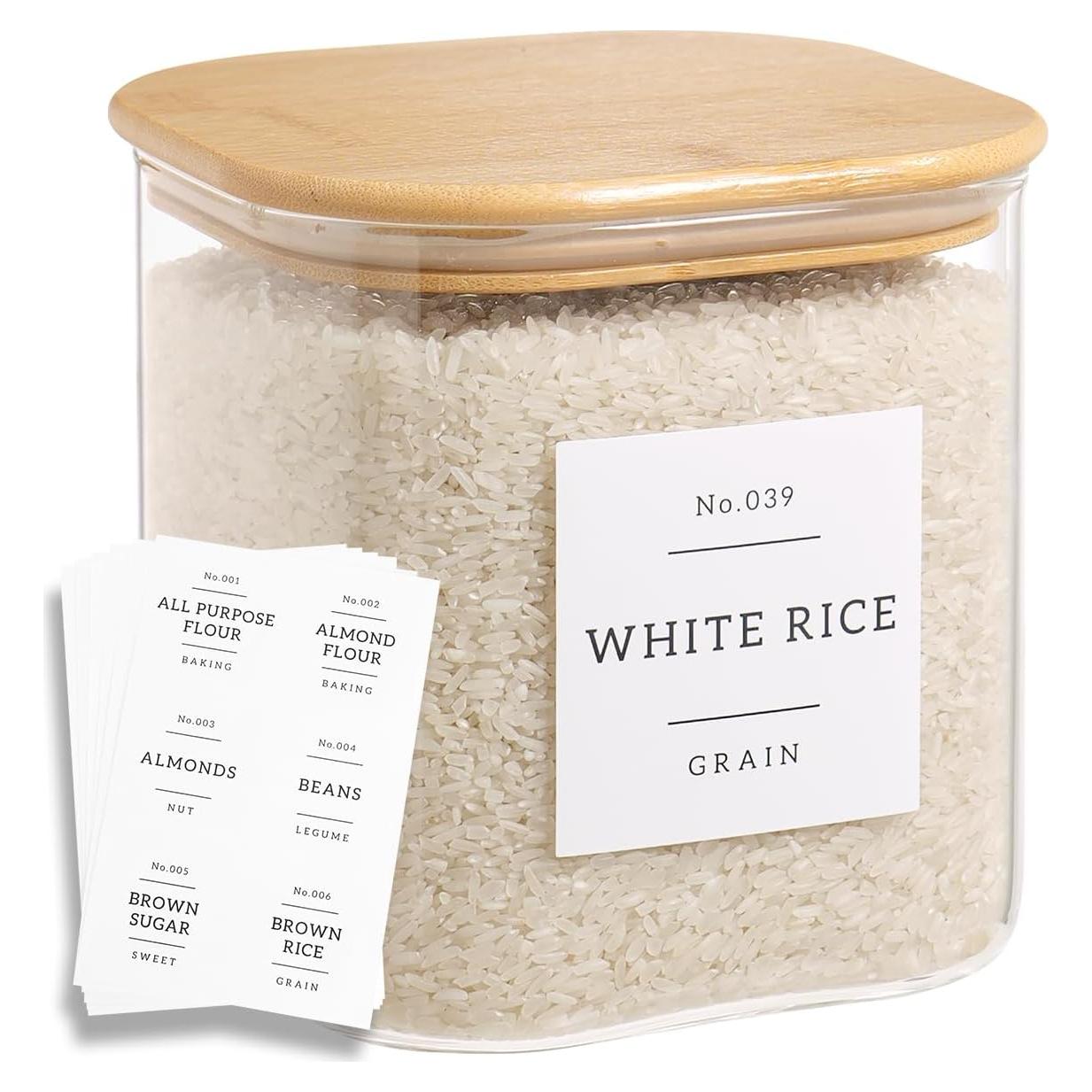 Contenedor de vidrio hermético Mujin 2,41 L con 42 etiquetas