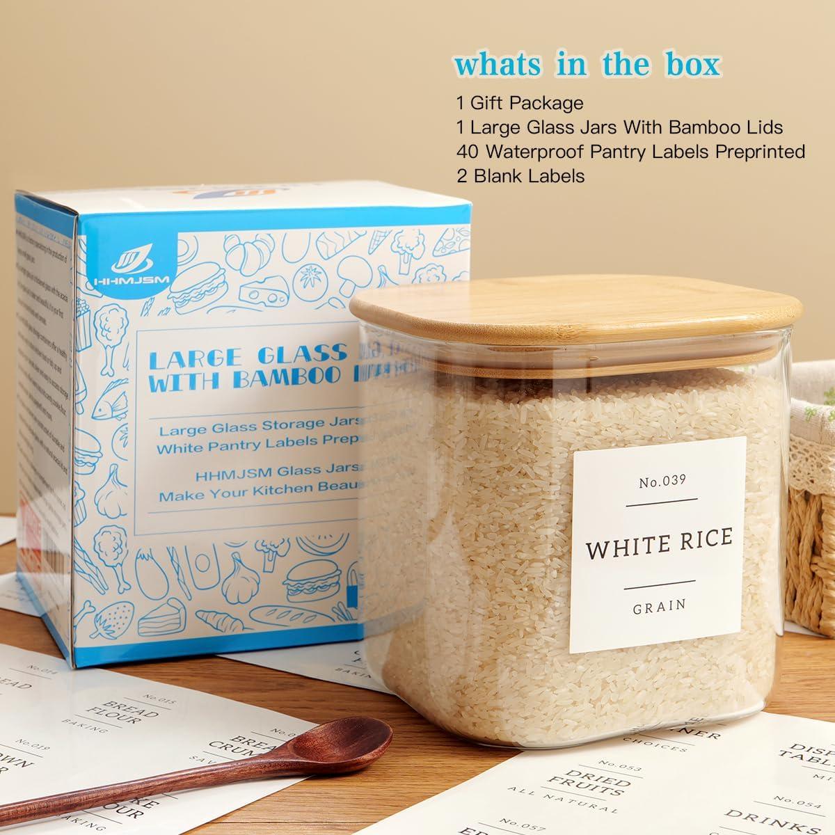 Contenedor de vidrio hermético Mujin 2,41 L con 42 etiquetas