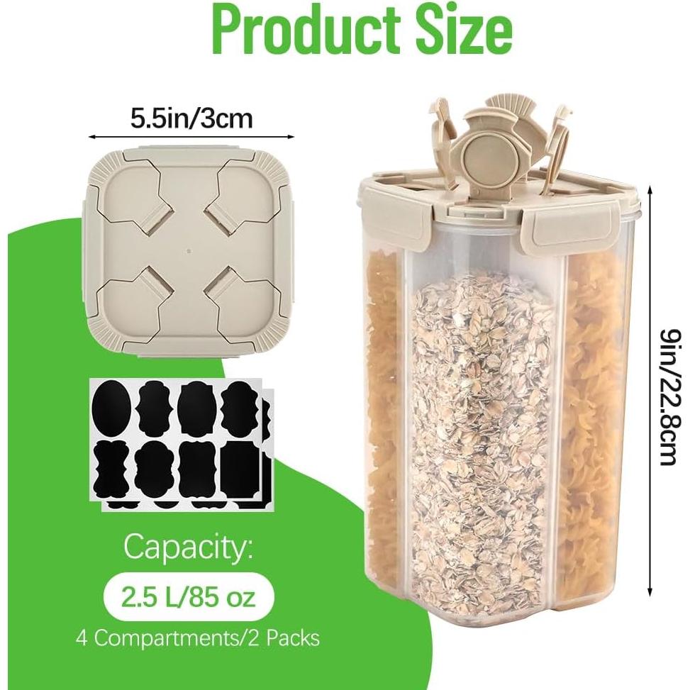 Contenedores de Almacenamiento JIABEIUS 2.5L 4 Compartimentos